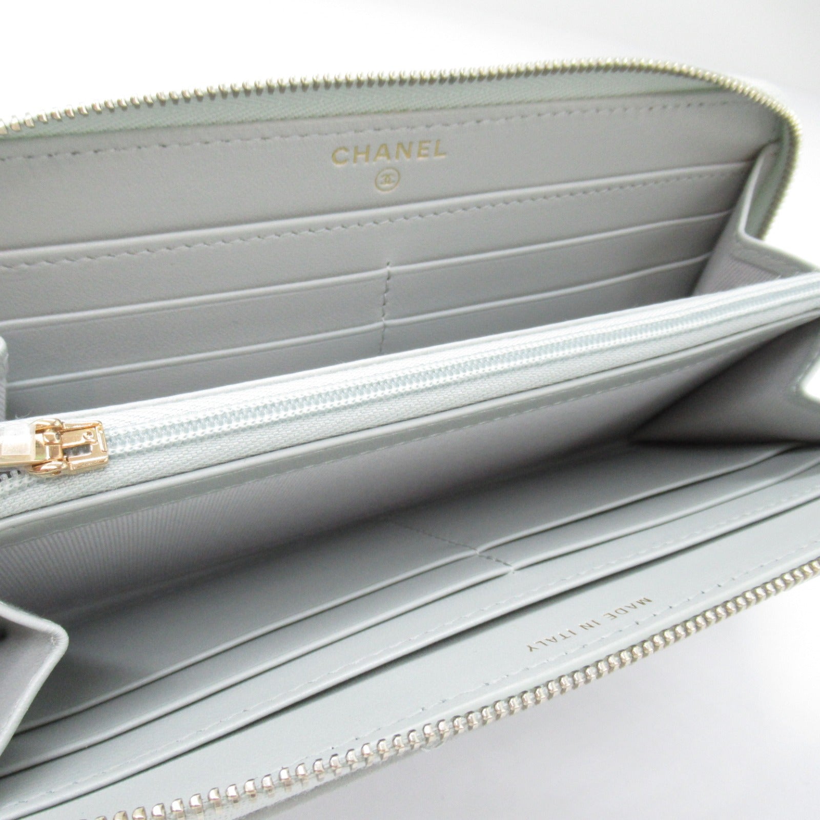 Chanel Matelasse Round Wallet Grey Leather