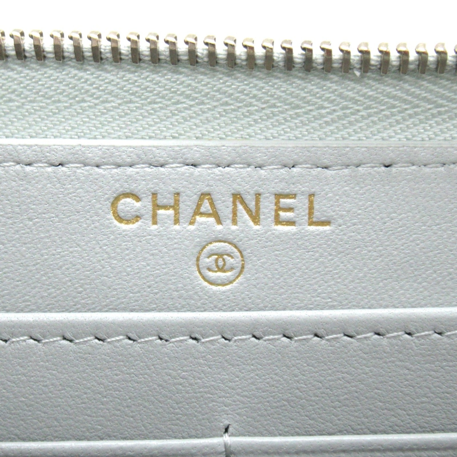 Chanel Matelasse Round Wallet Grey Leather