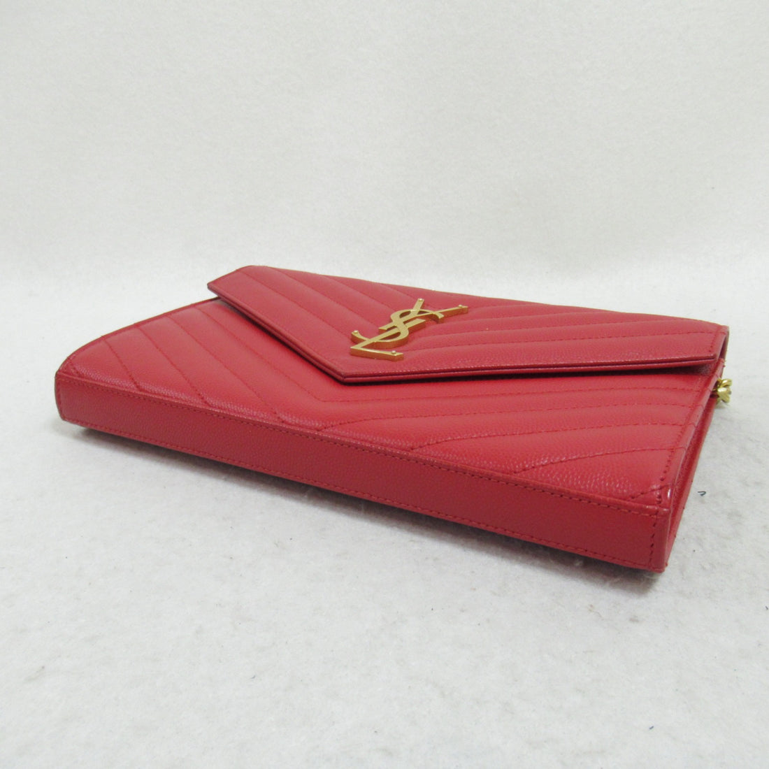 Yves Saint Laurent Chain Shoulder Bag Red Leather