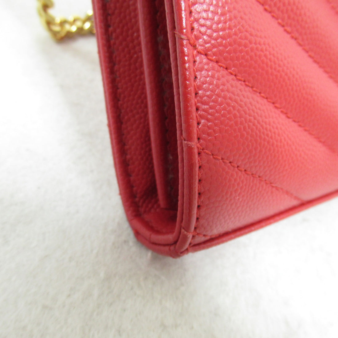 Yves Saint Laurent Chain Shoulder Bag Red Leather