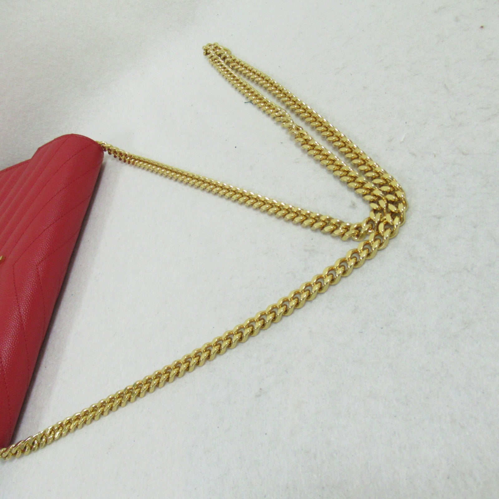 Yves Saint Laurent Chain Shoulder Bag Red Leather