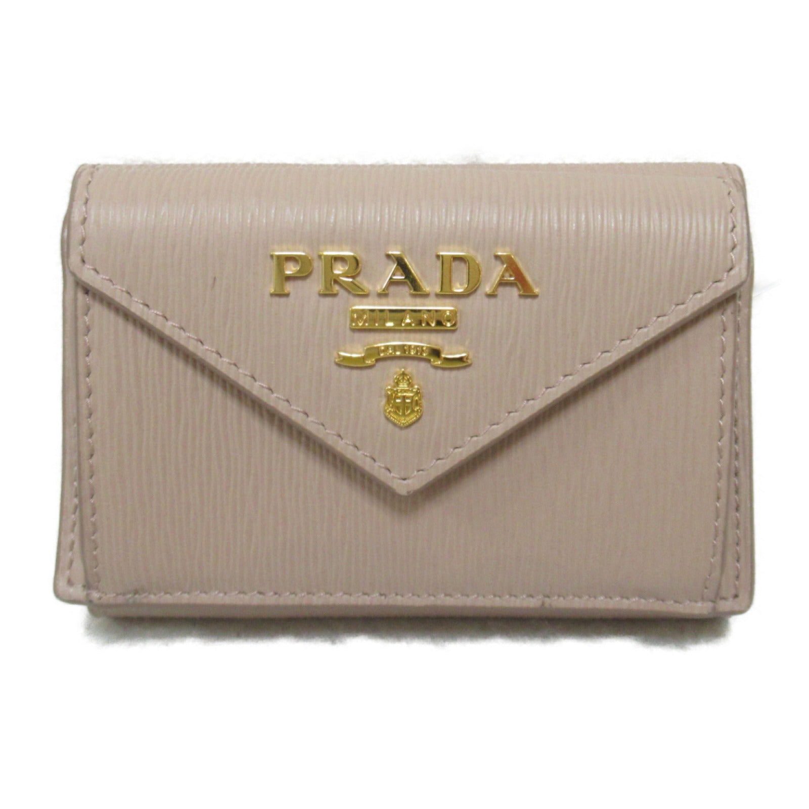 Prada Saffiano Leather Trifold Wallet Beige