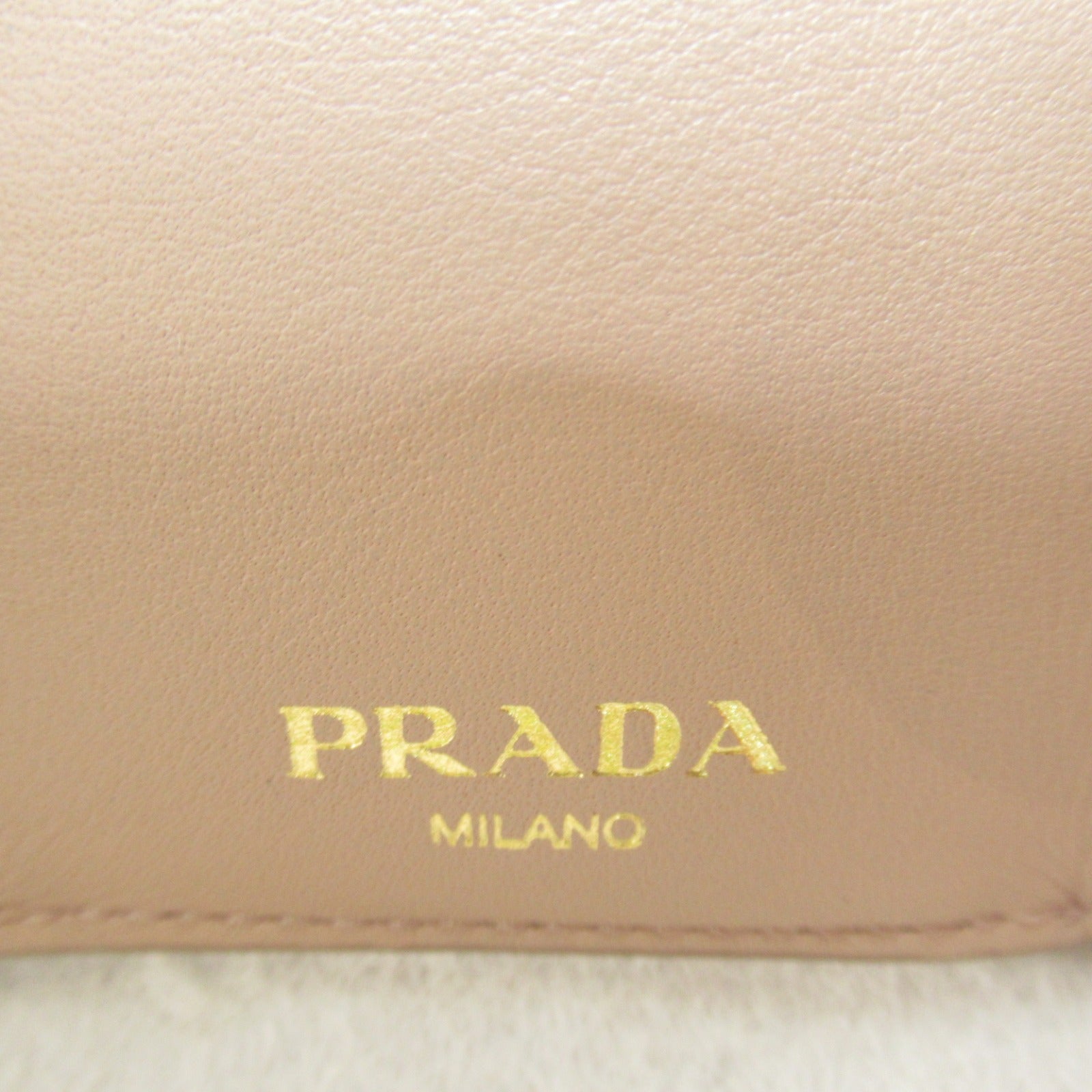 Prada Saffiano Leather Trifold Wallet Beige