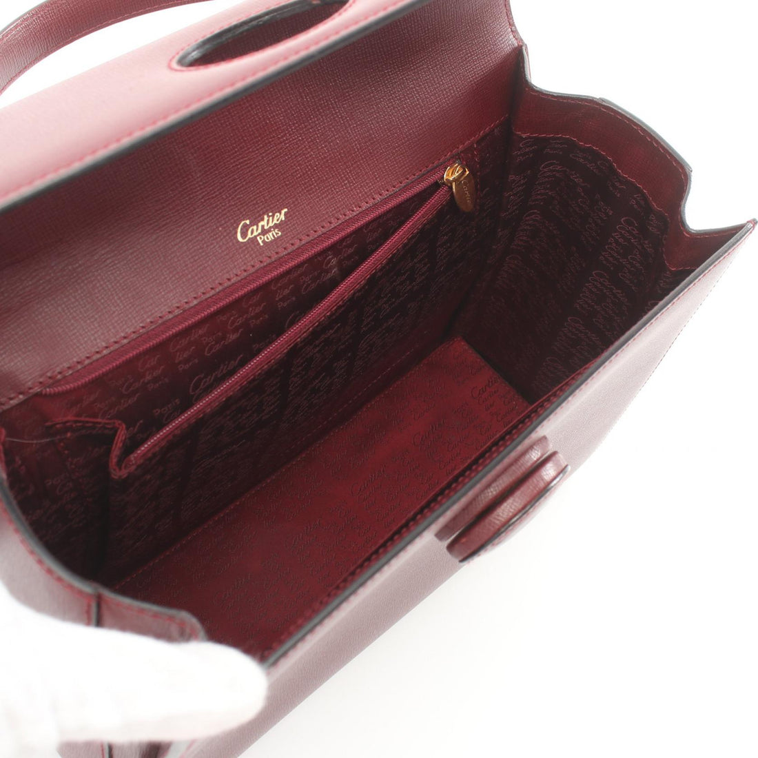 Cartier Must De Cartier Leather Handle Bag Leather Handbag in Great Condition