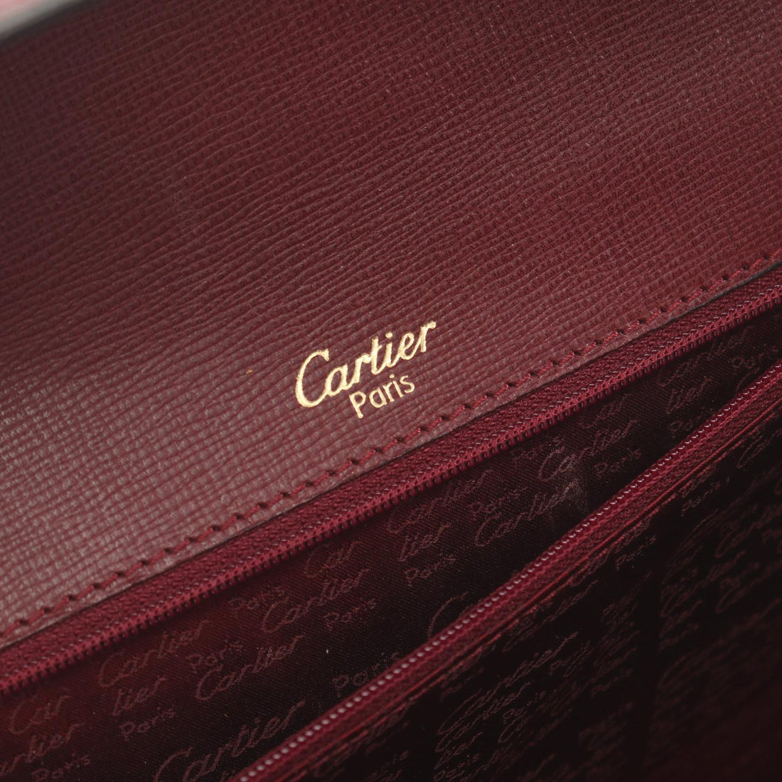 Cartier Must De Cartier Leather Handle Bag Leather Handbag in Great Condition