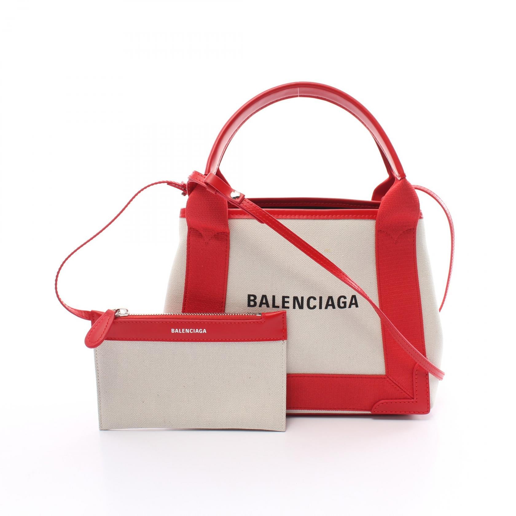 Balenciaga Canvas Leather Navy Cabas XS Handbag