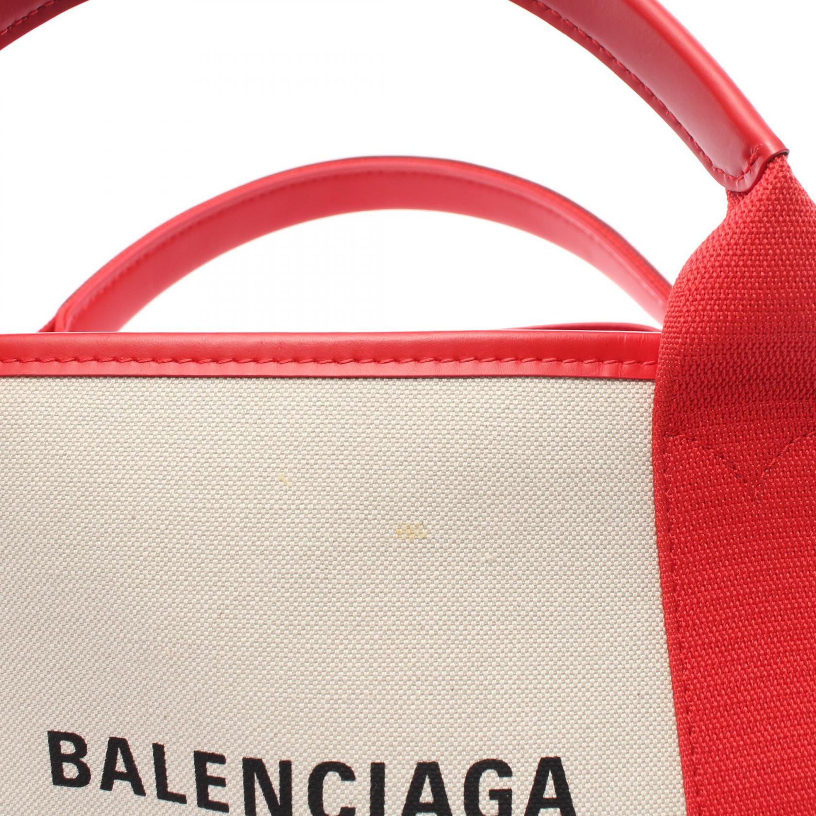 Balenciaga Canvas Leather Navy Cabas XS Handbag