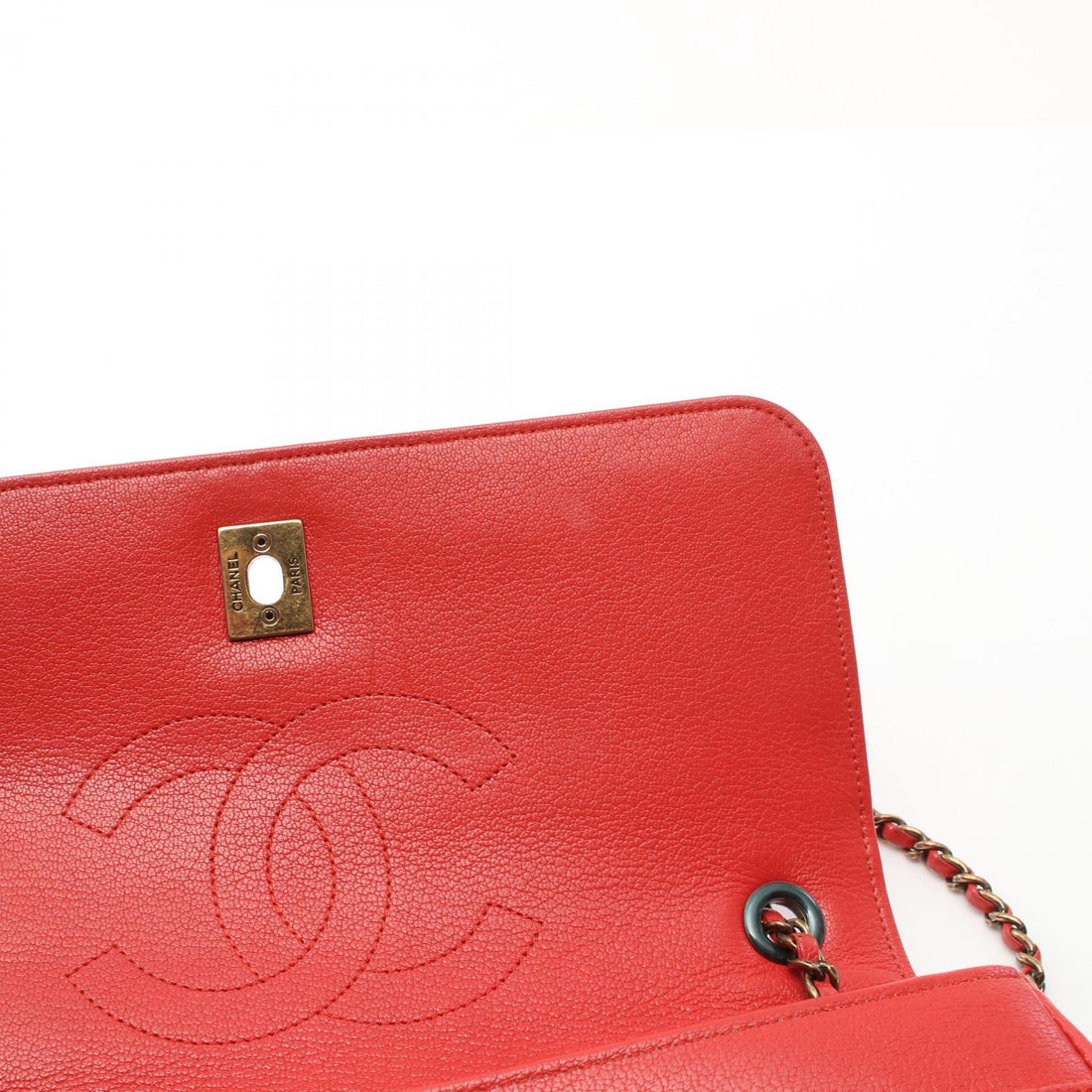 Chanel Leather Coco Mark Shoulder Bag Red