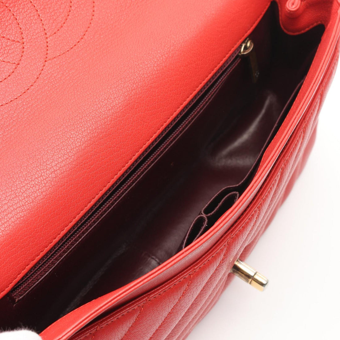 Chanel Leather Coco Mark Shoulder Bag Red