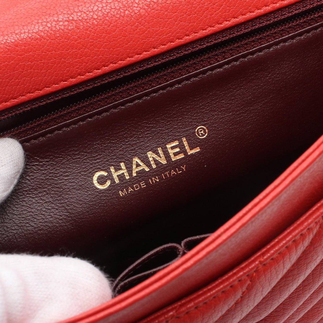 Chanel Leather Coco Mark Shoulder Bag Red