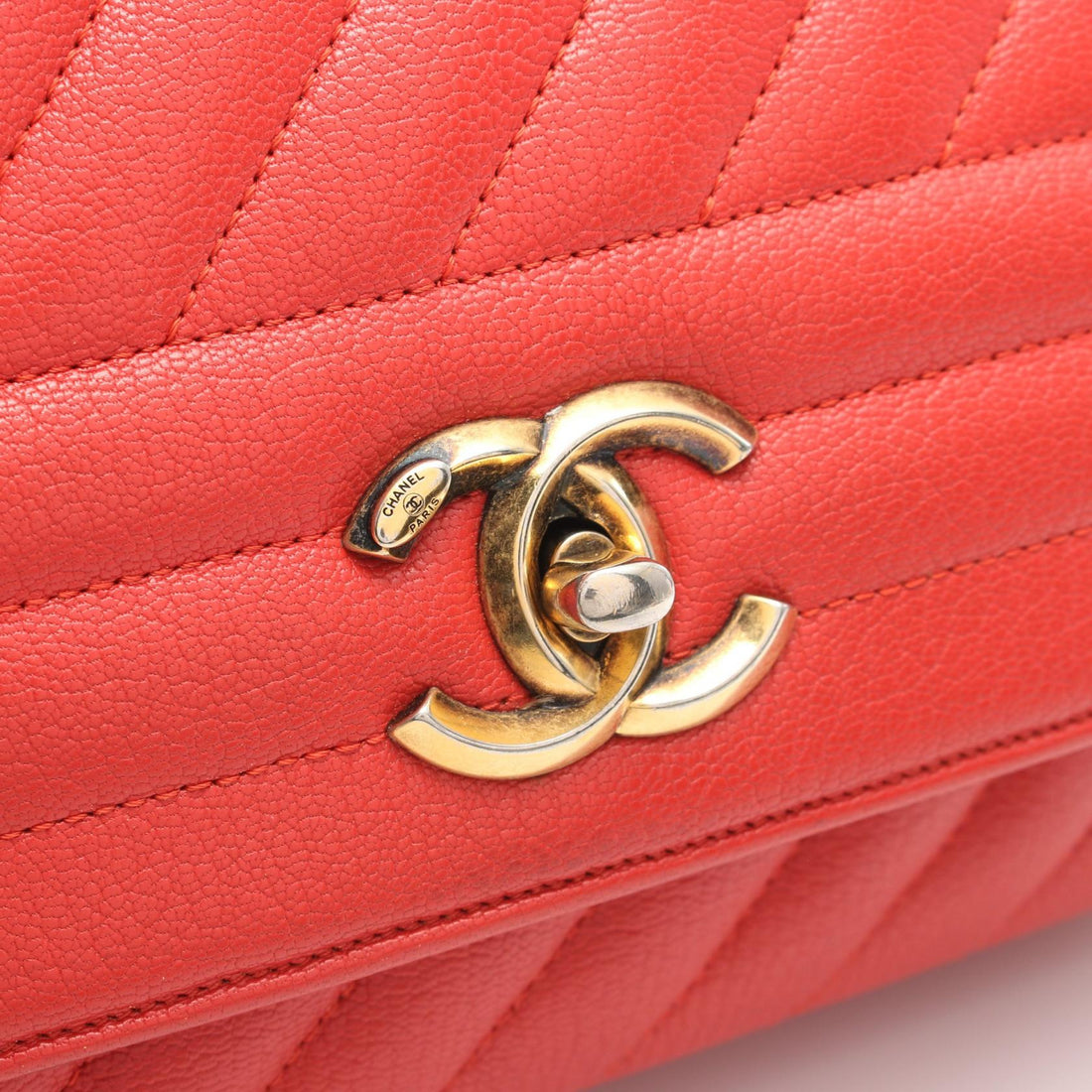 Chanel Leather Coco Mark Shoulder Bag Red