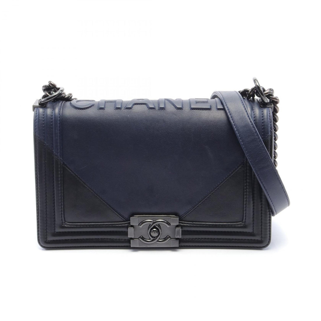 Chanel Boy Embossed Logo Lambskin Shoulder Bag