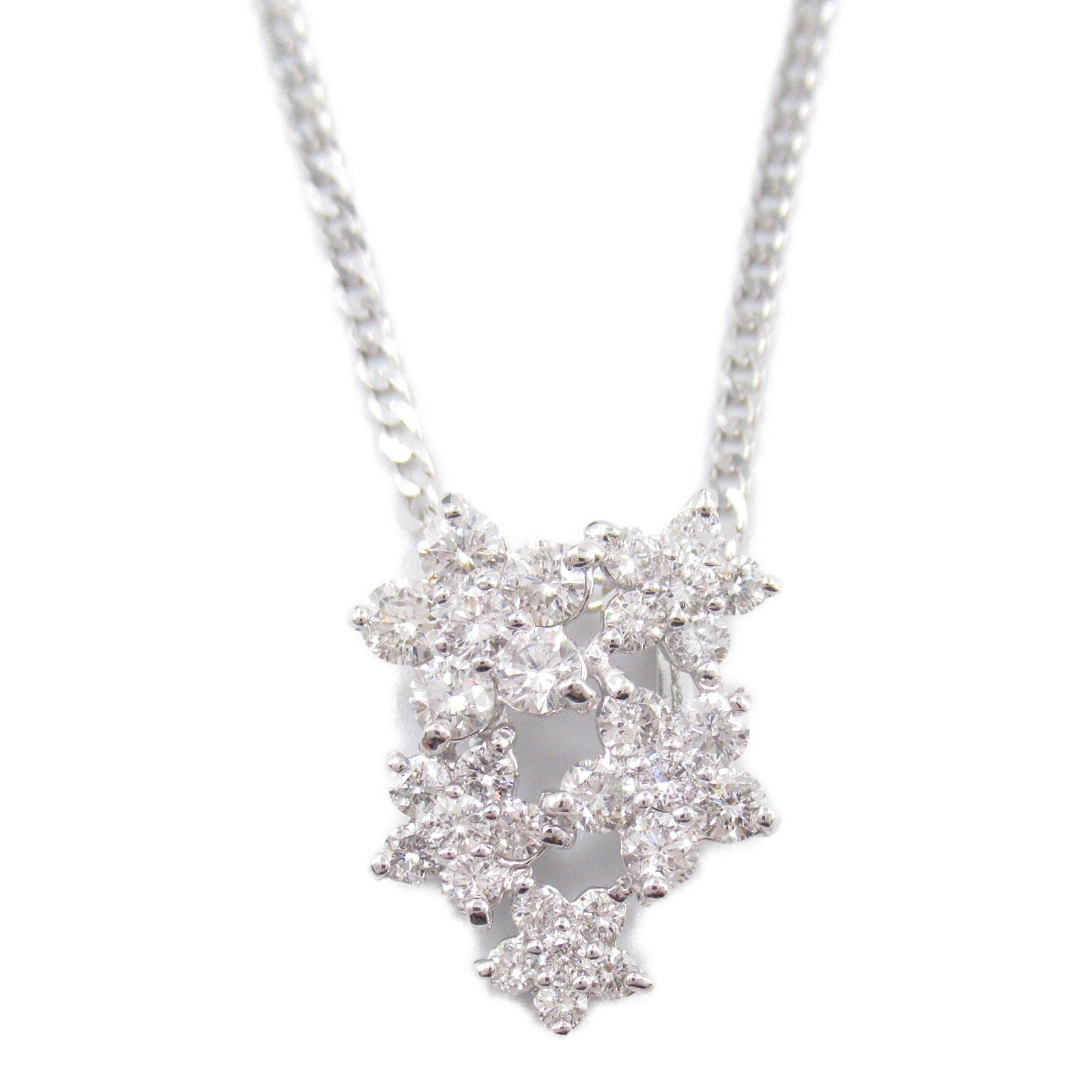 K18WG White Gold Diamond Necklace Jewelry