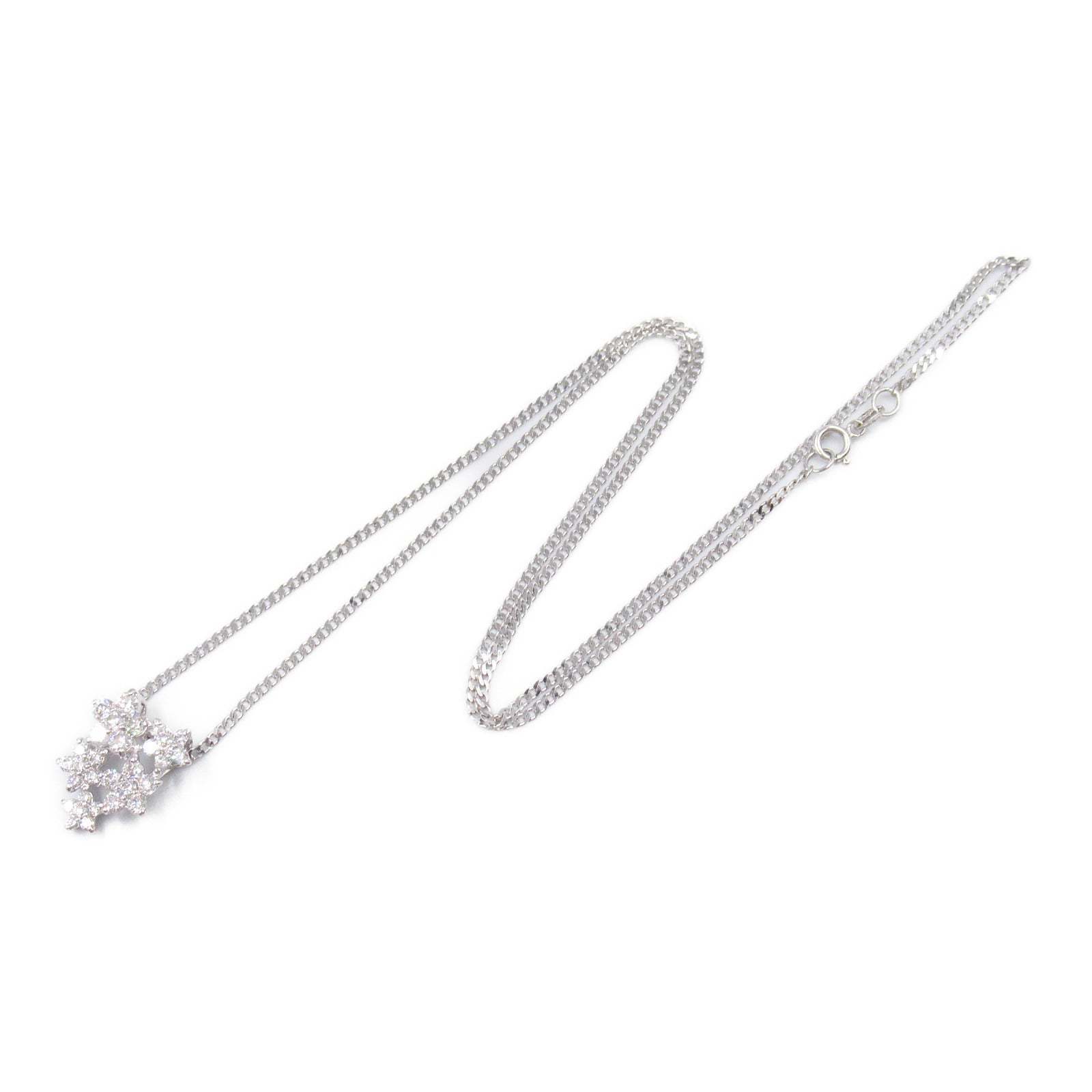 K18WG White Gold Diamond Necklace Jewelry