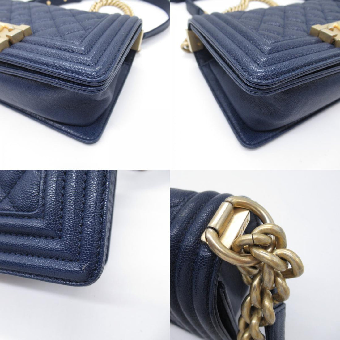 Chanel Boy Chain Shoulder Bag Caviar Skin