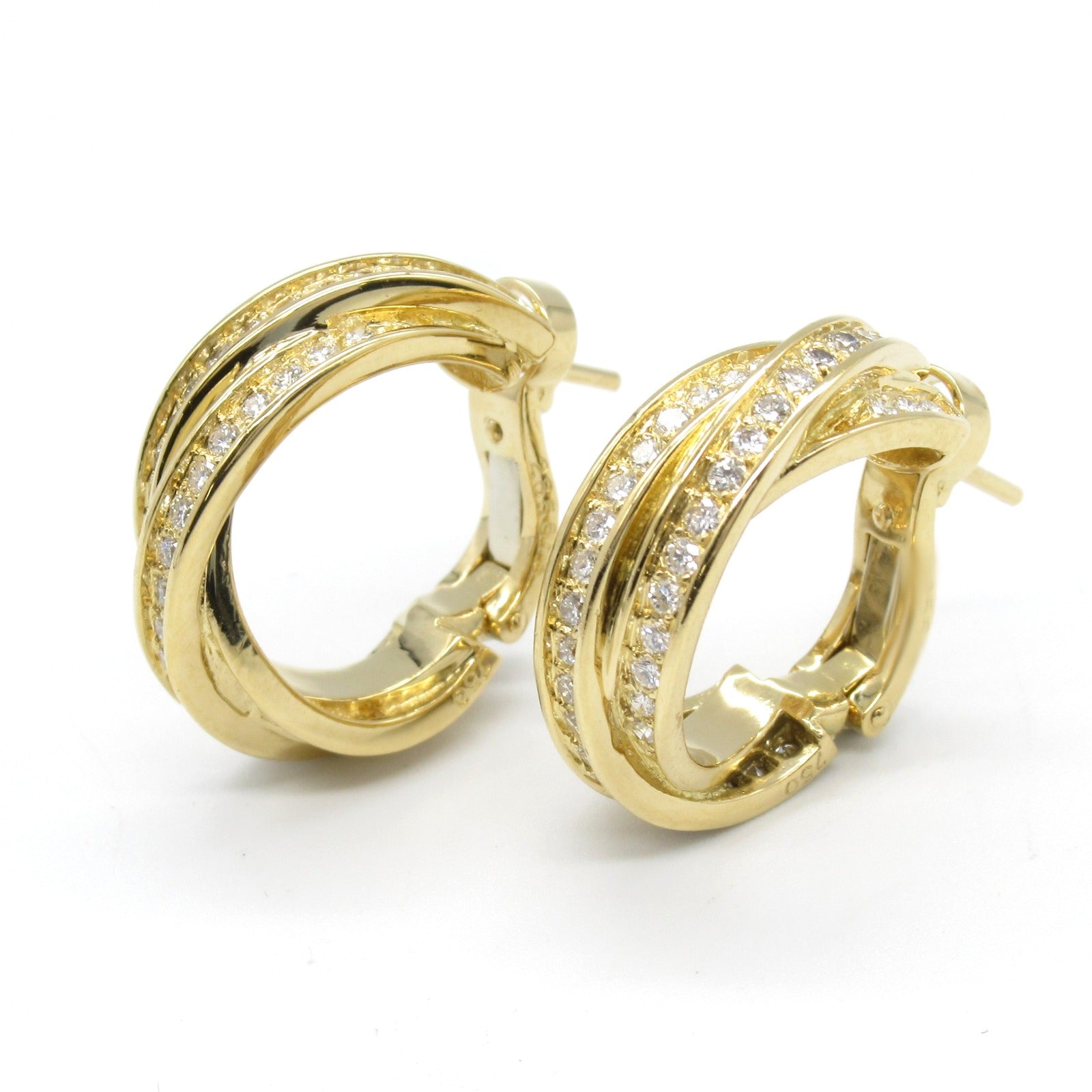 Cartier Diamond Earrings K18 Yellow Gold