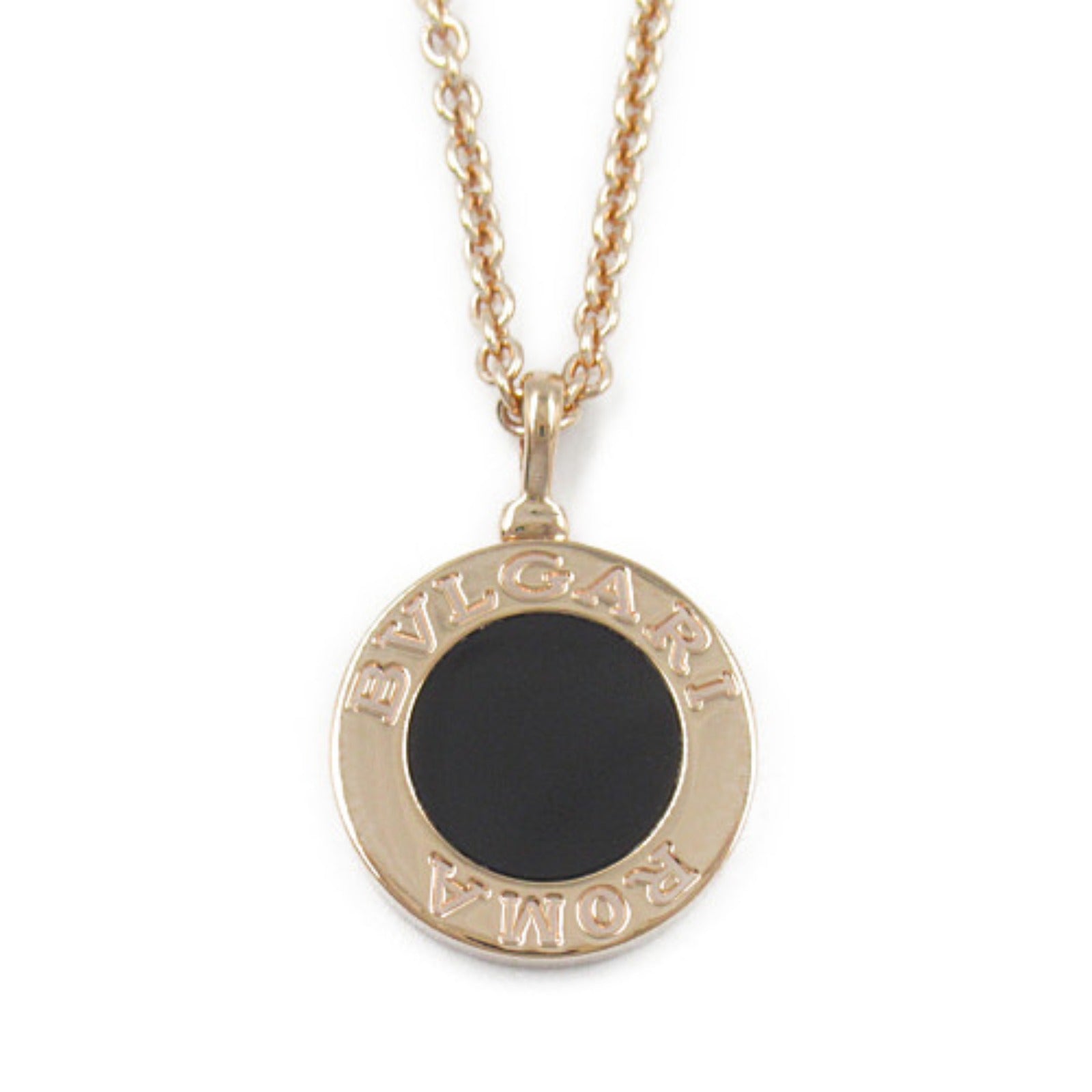 Bvlgari Diamond Onyx Necklace K18PG Pink Gold