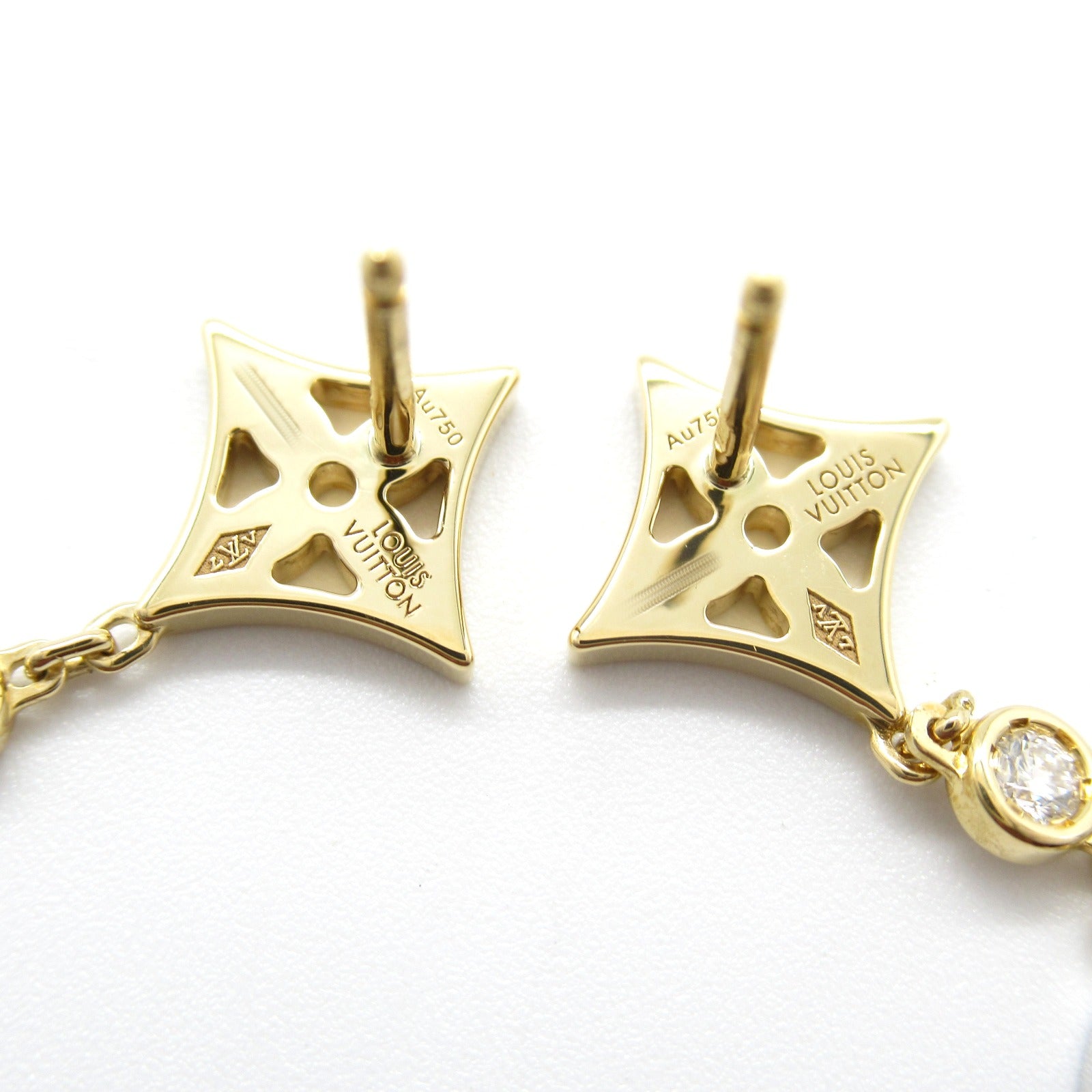 Louis Vuitton Diamond Earrings K18 Gold