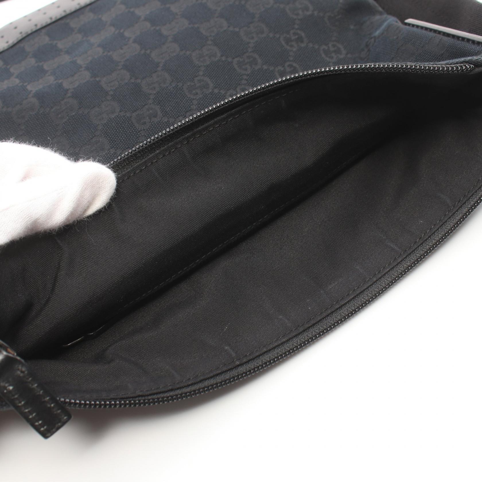 Gucci GG Canvas Leather Shoulder Bag Black