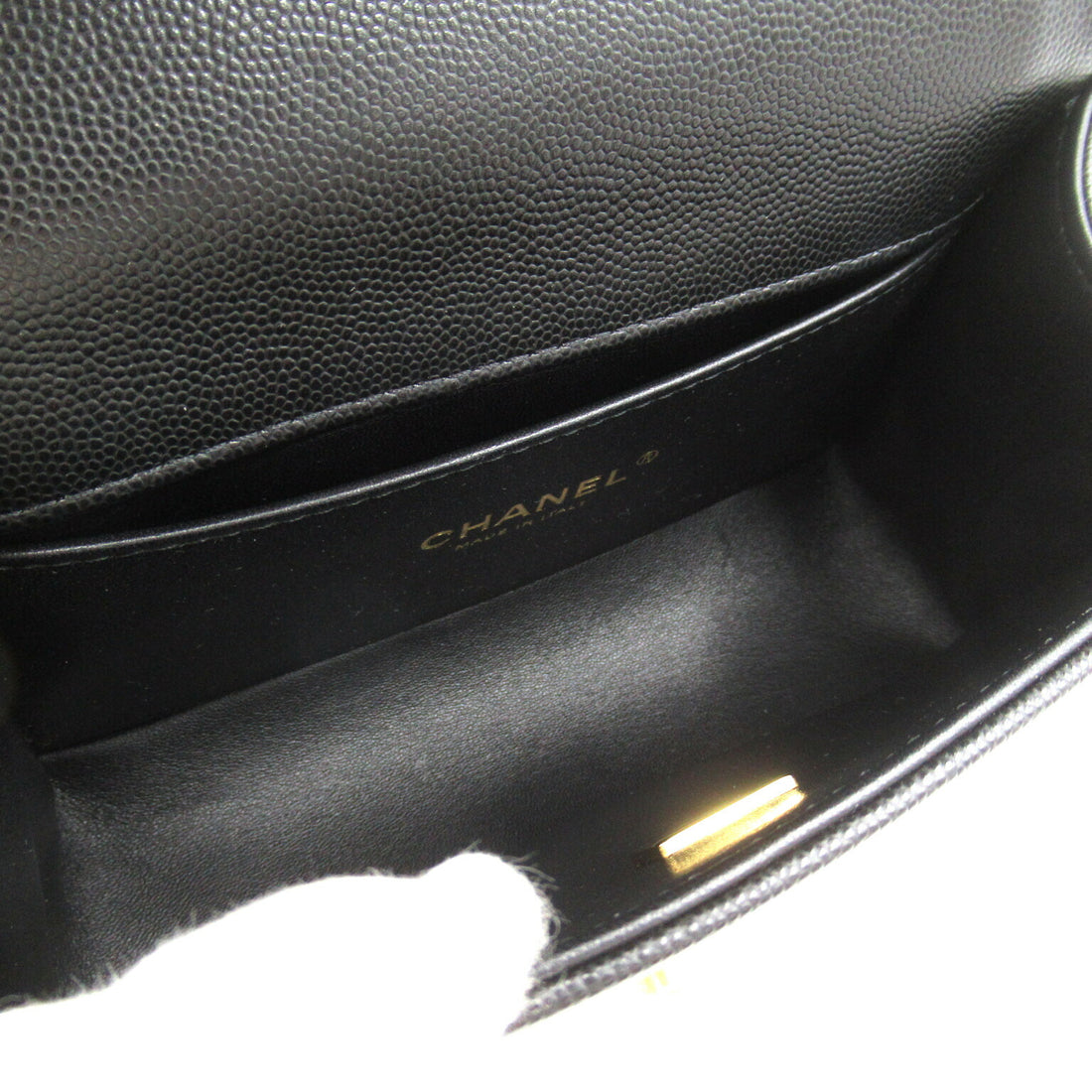 Chanel Boy Caviar Skin Shoulder Bag Black