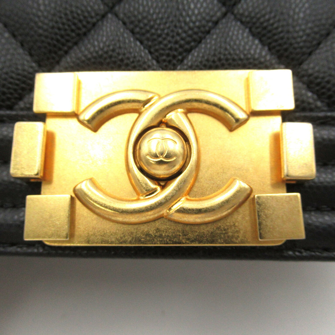 Chanel Boy Caviar Skin Shoulder Bag Black