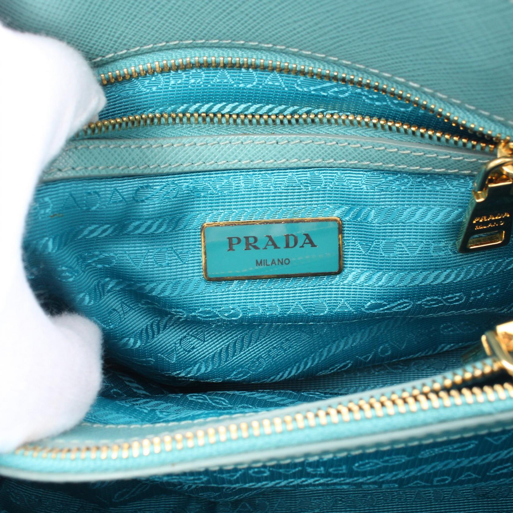 Prada Saffiano Lux Leather Handbag Blue