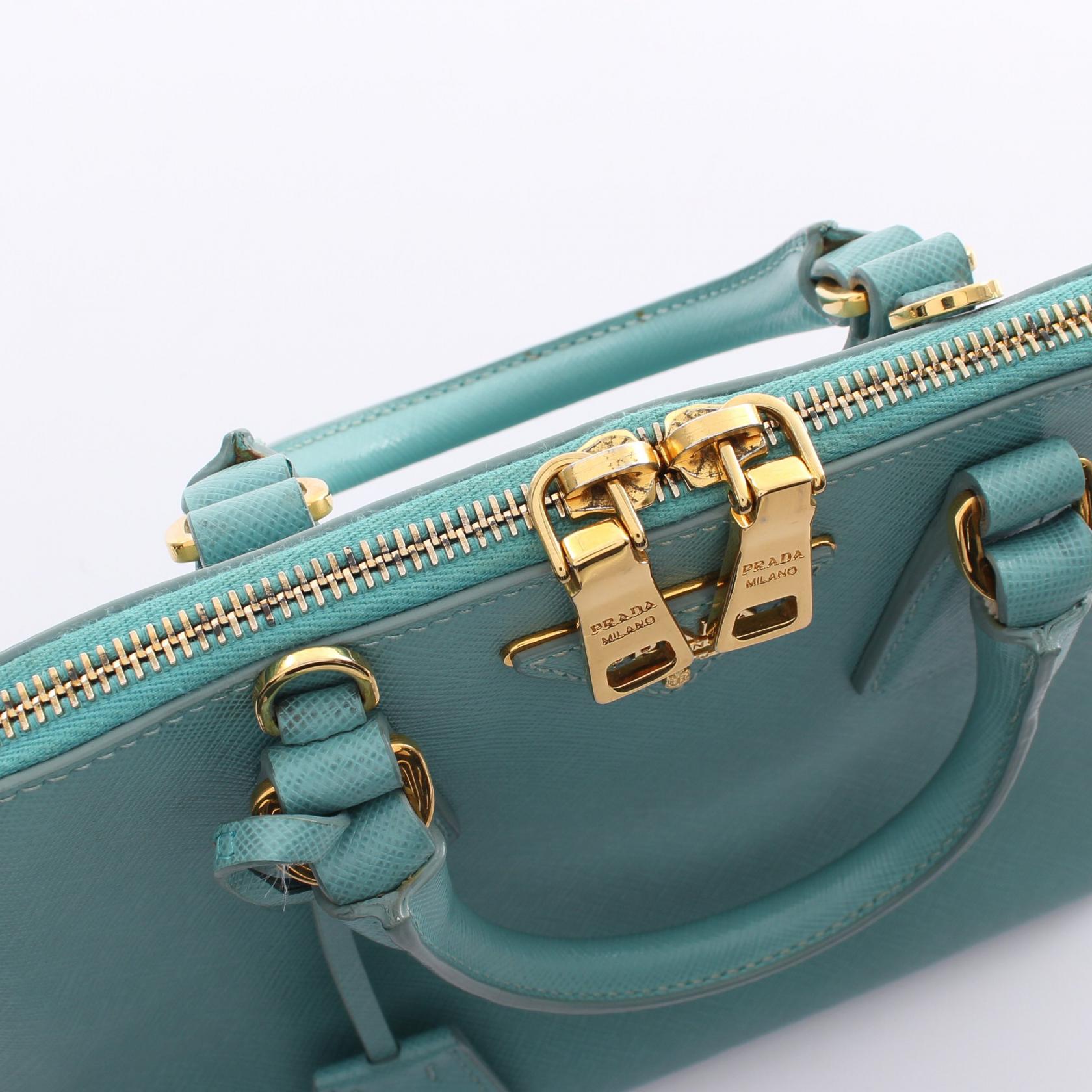 Prada Saffiano Lux Leather Handbag Blue