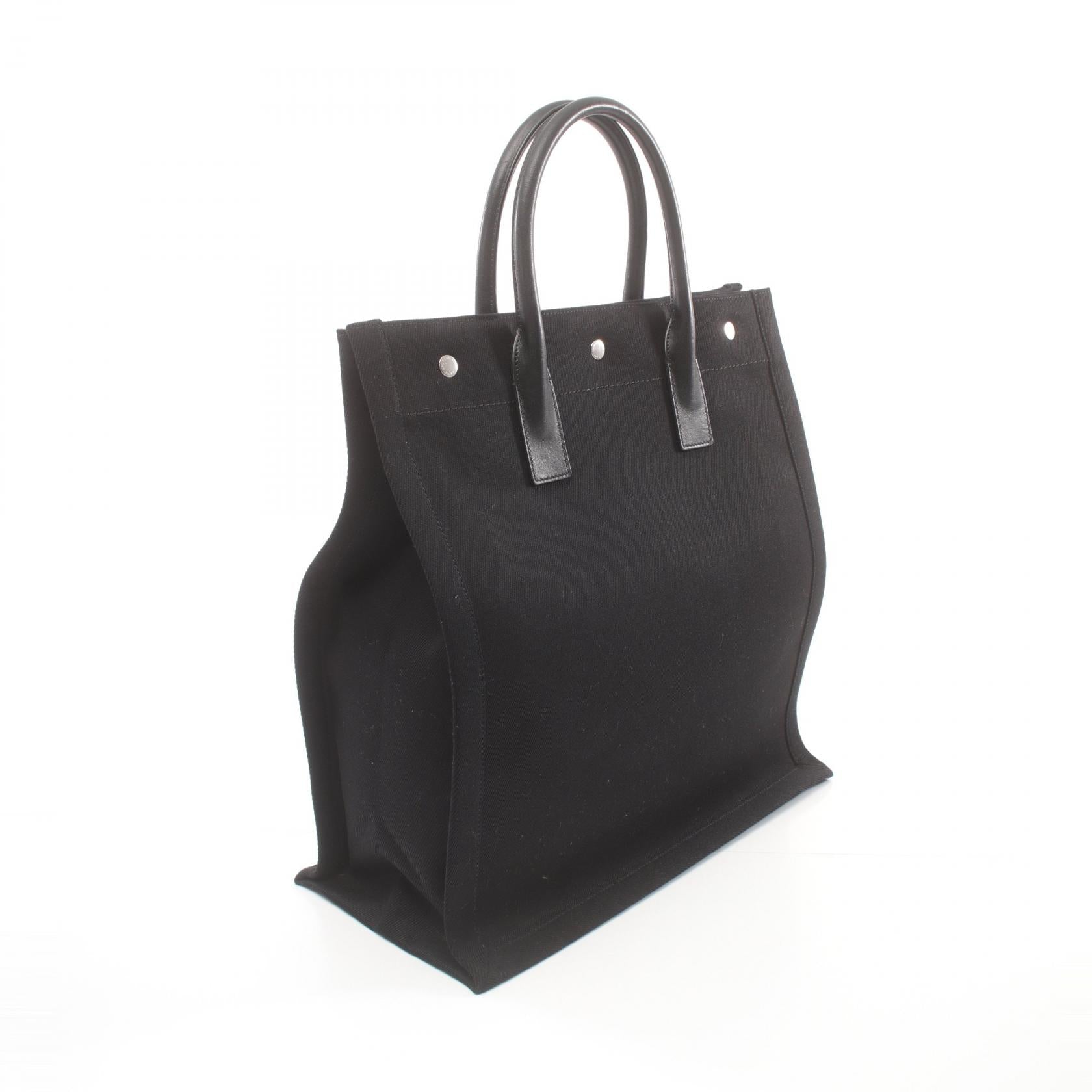 Saint Laurent Rive Gauche Canvas Leather Tote