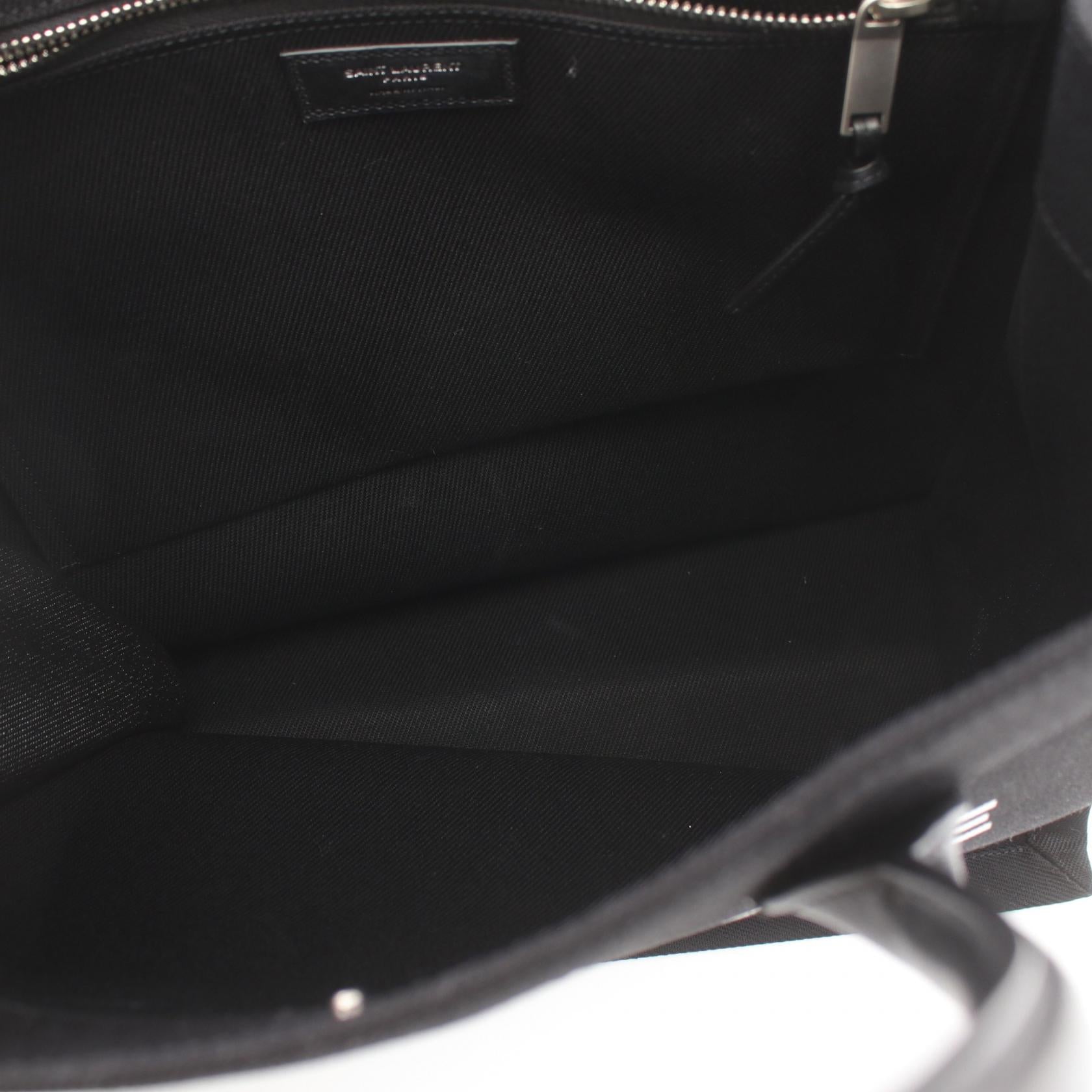 Saint Laurent Rive Gauche Canvas Leather Tote Bag