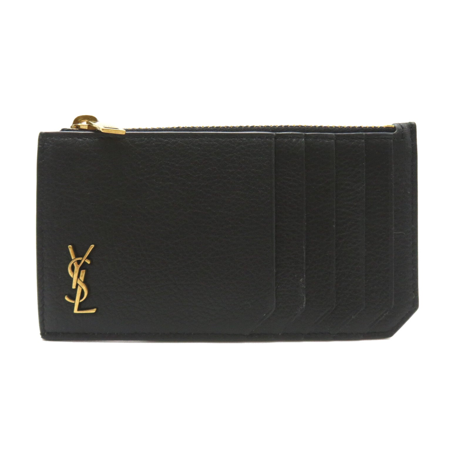 Saint Laurent Leather Card Coin Case Black