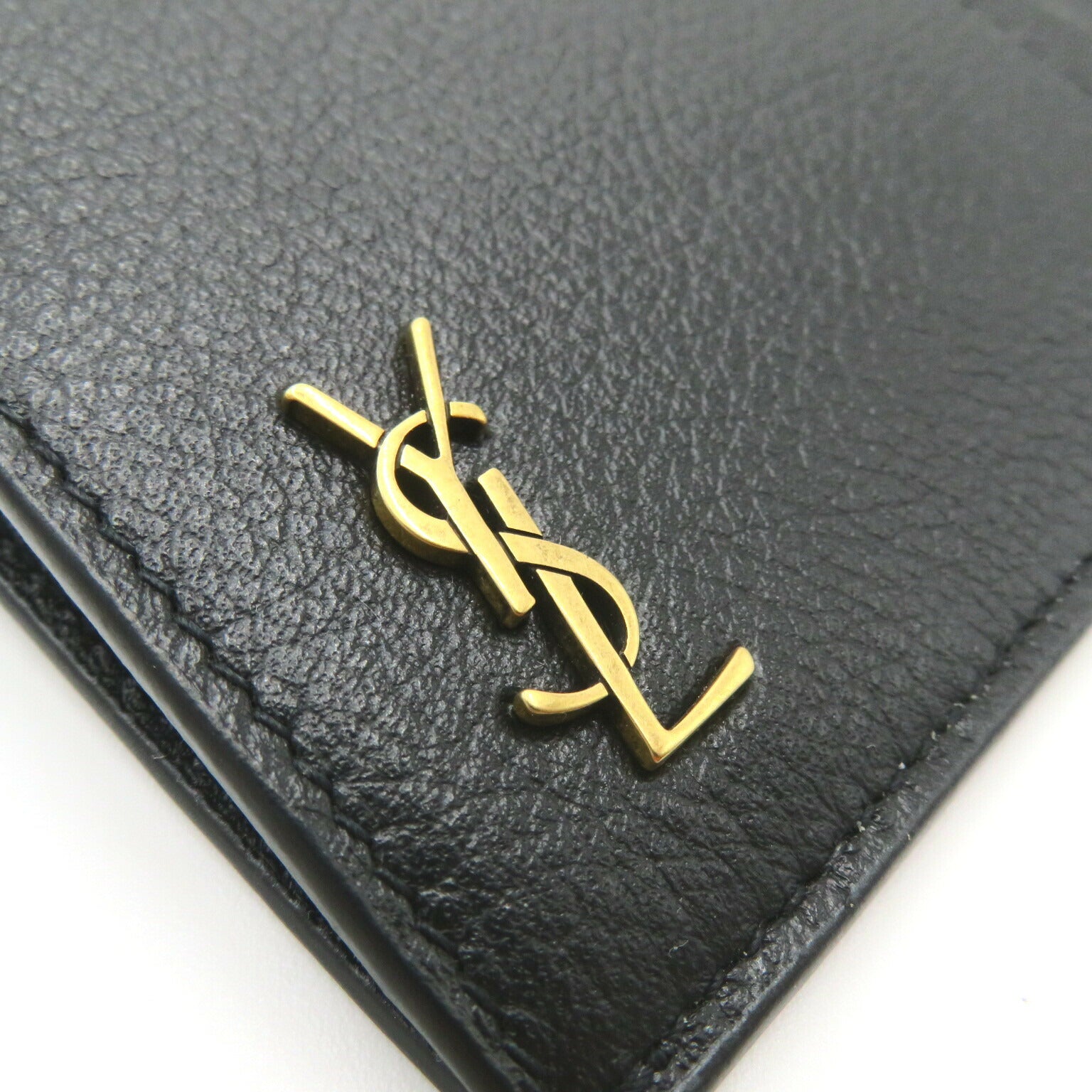 Saint Laurent Leather Card Coin Case Black