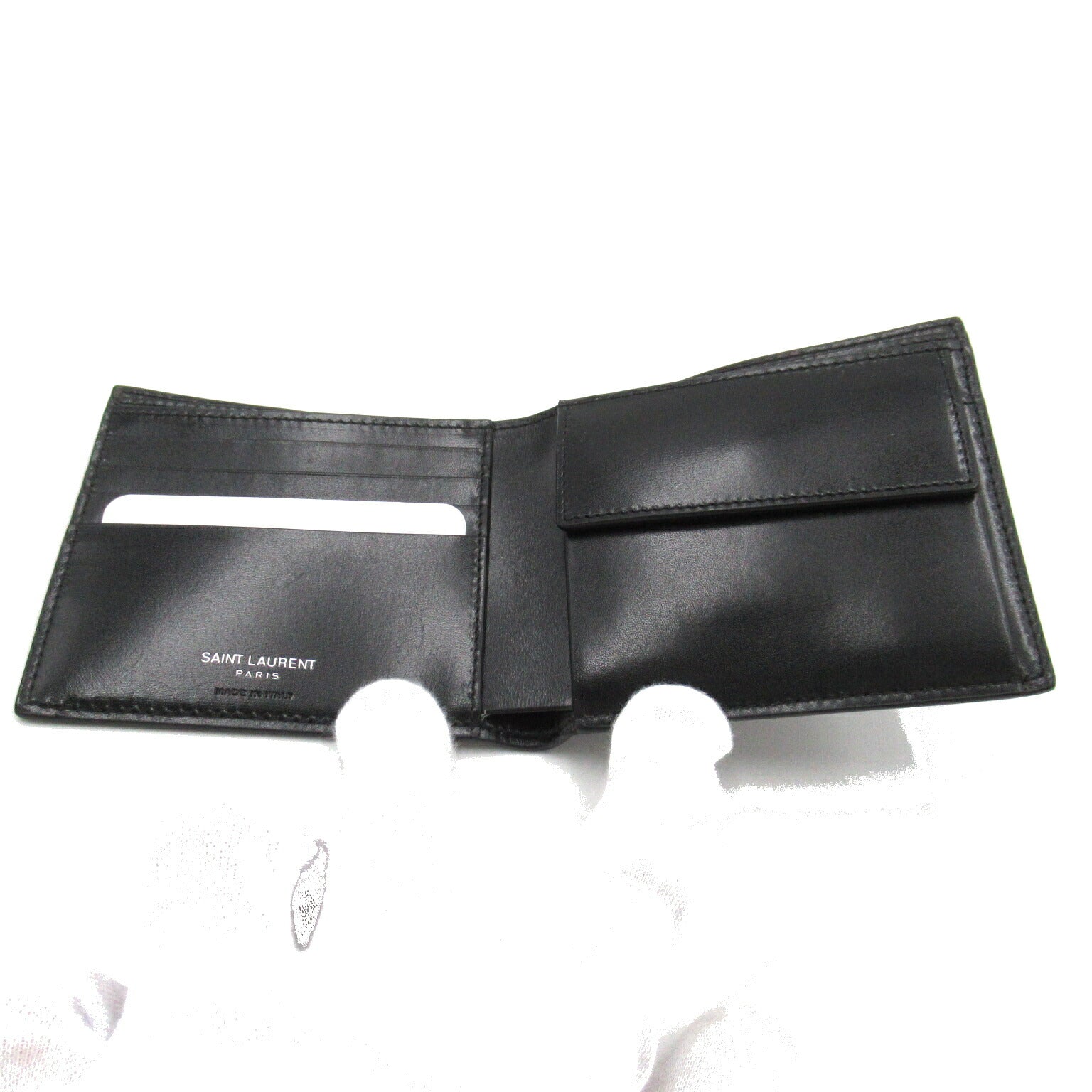 Yves Saint Laurent Leather Bifold Wallet Black