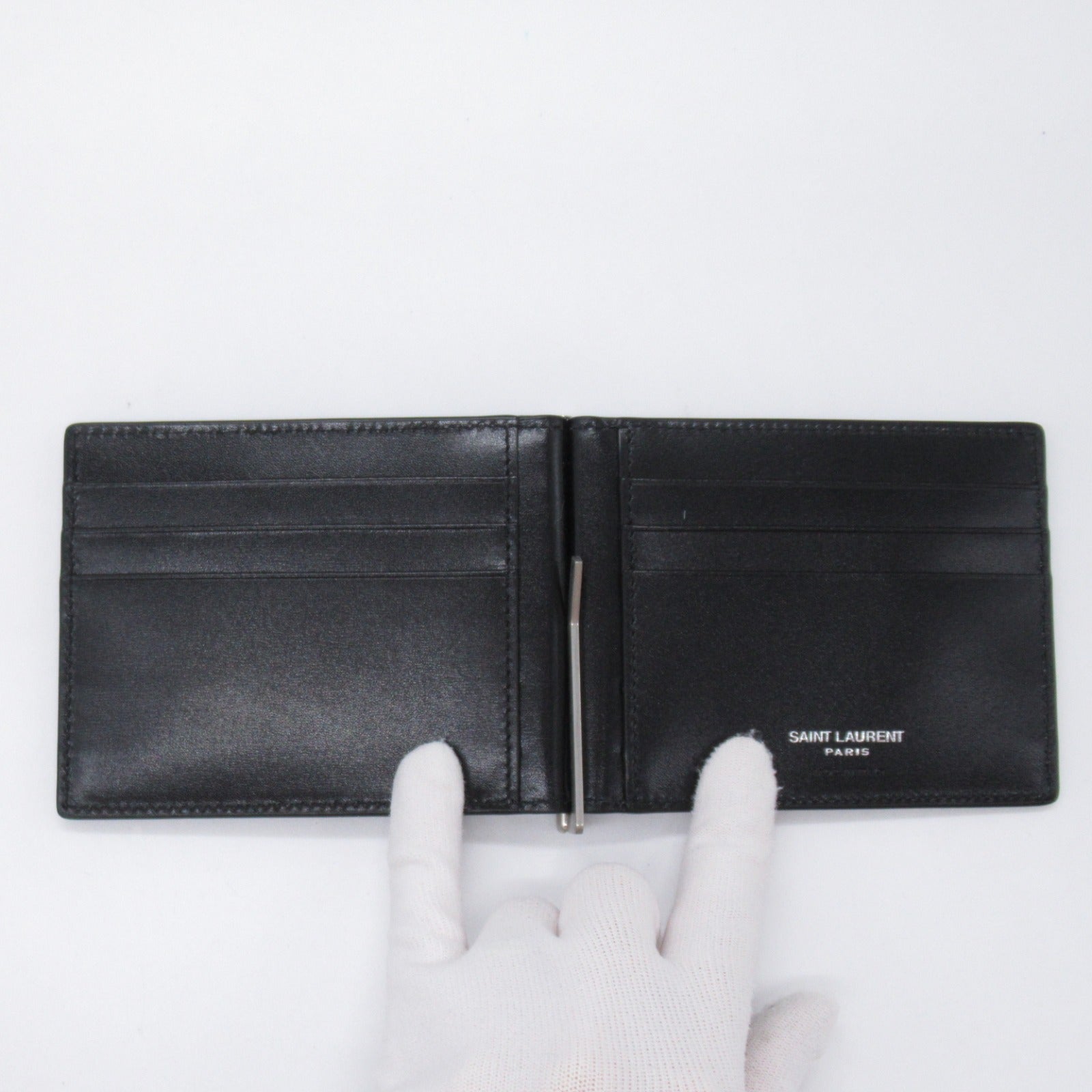 Yves Saint Laurent Leather Bifold Wallet Black