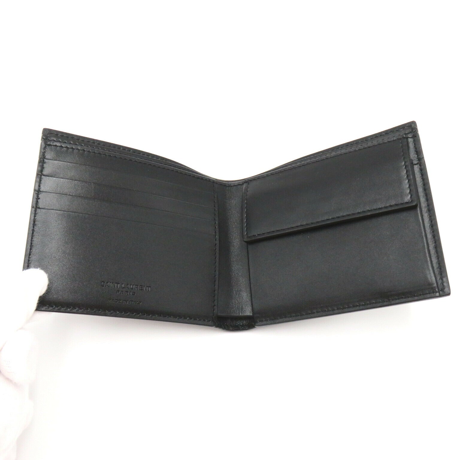 Saint Laurent Leather Bifold Wallet Black