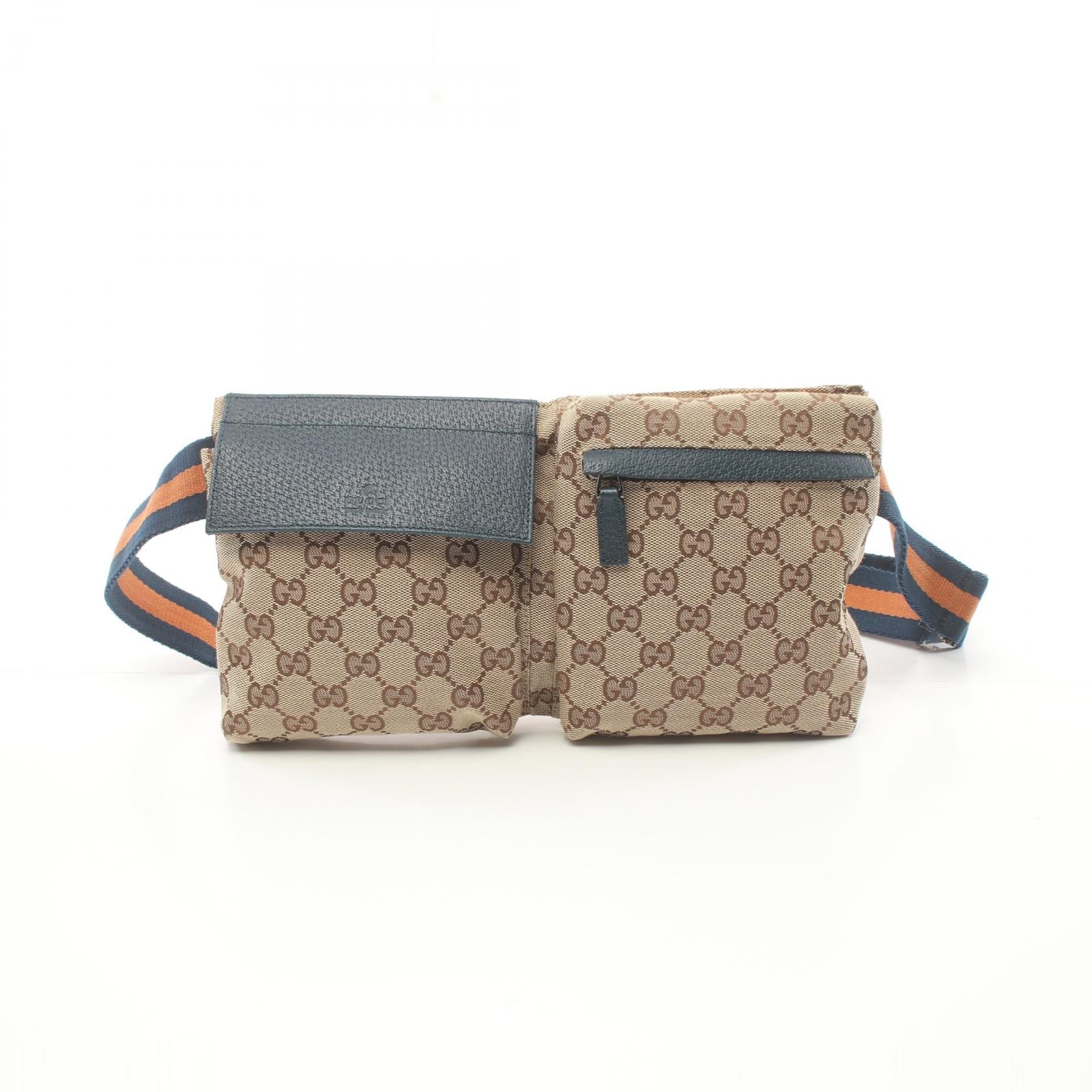 Gucci GG Canvas Waist Belt Bag Canvas Belt Bag 28566 in Very Good Condition