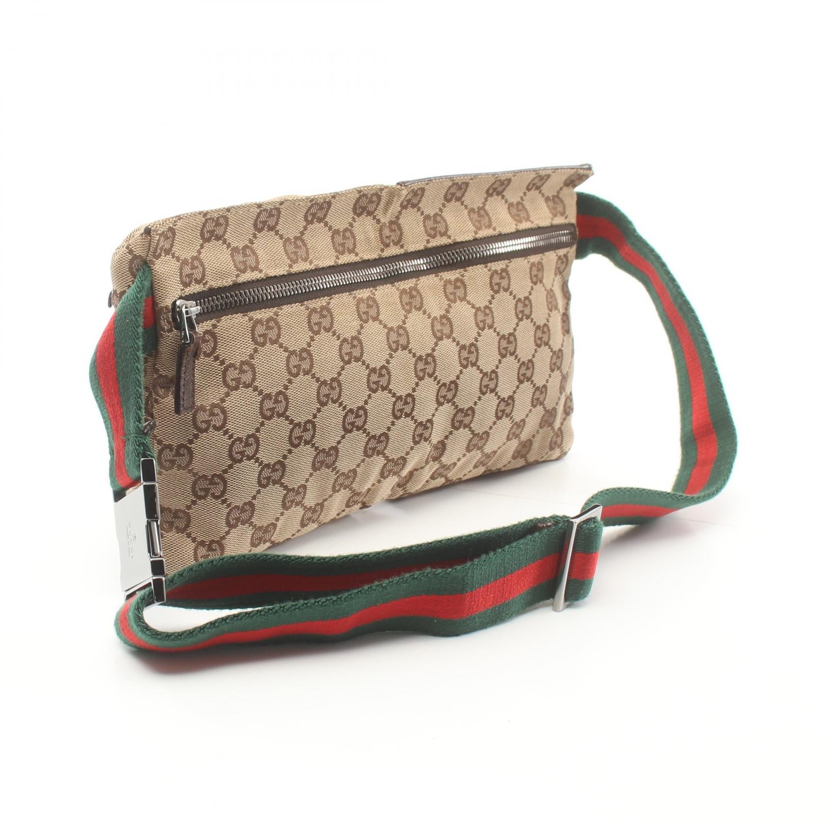 Gucci Canvas Leather Waist Bag 28566