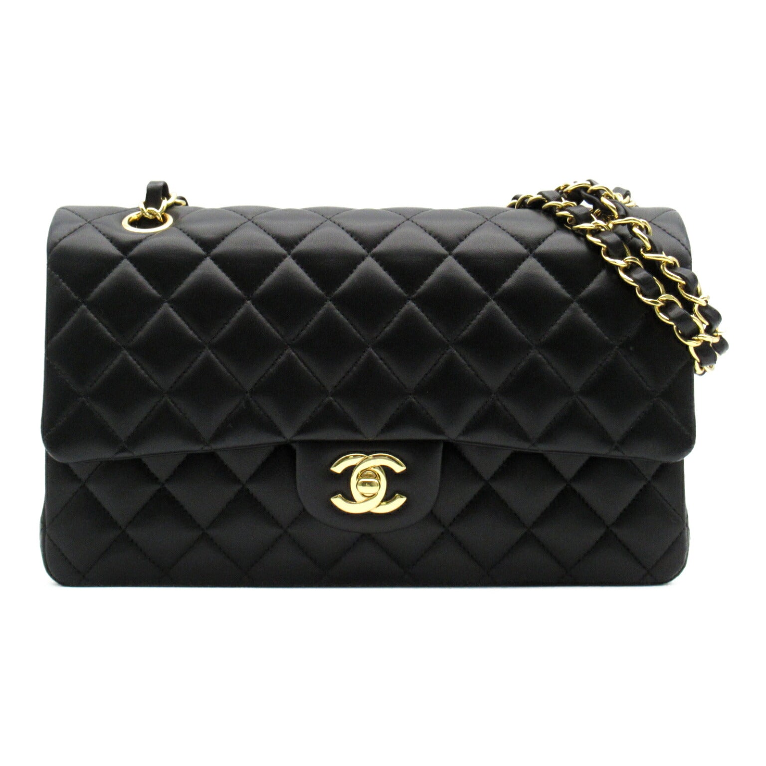 Chanel Lambskin Double Flap Chain Shoulder Bag