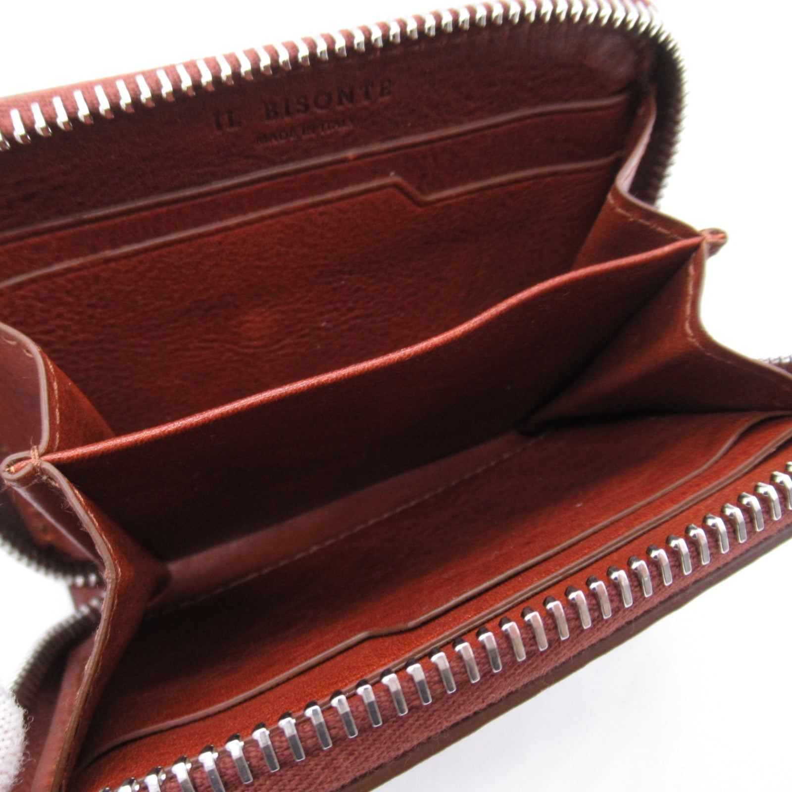 IL BISONTE Leather Coin Case Brown