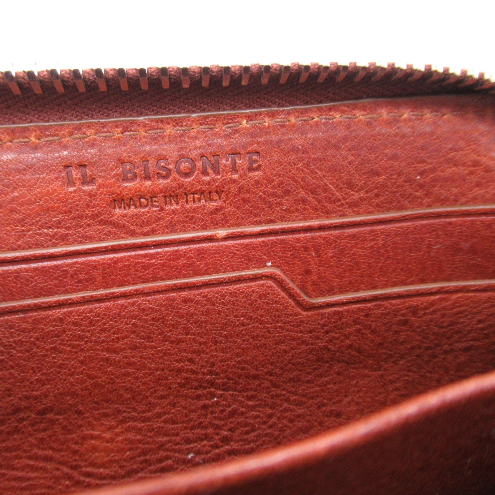 IL BISONTE Leather Coin Case Brown