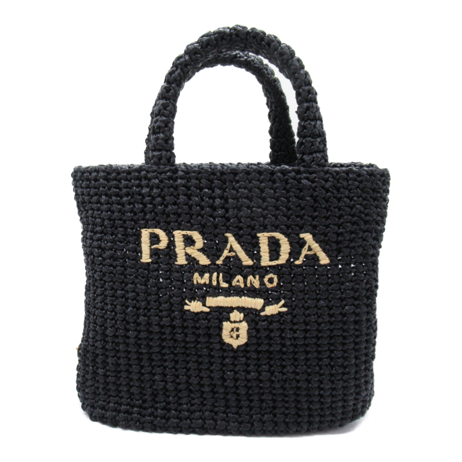 Prada Straw Tote Bag Black 1BG422OOL2C2TF0ES