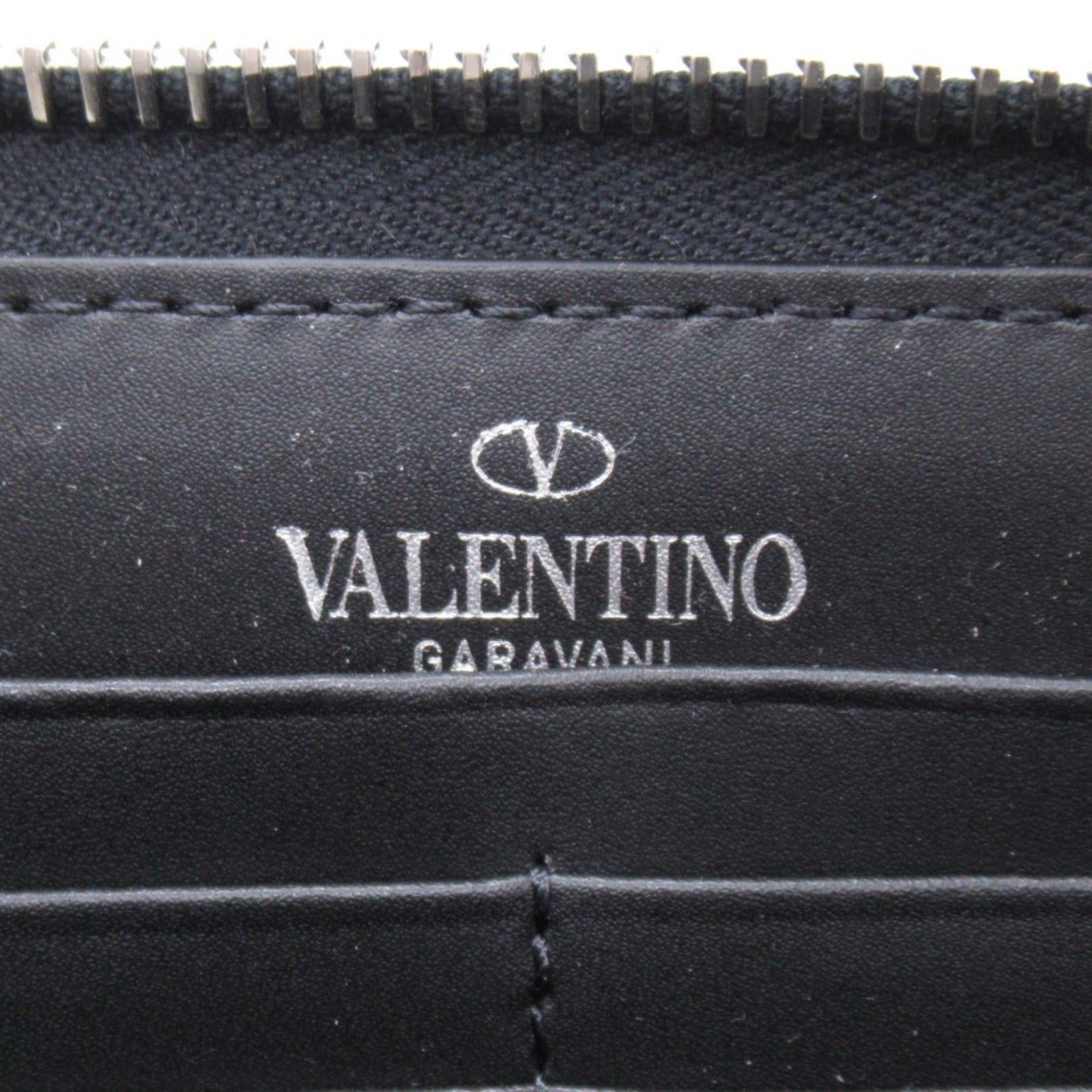 Valentino Leather Round Wallet Black/White