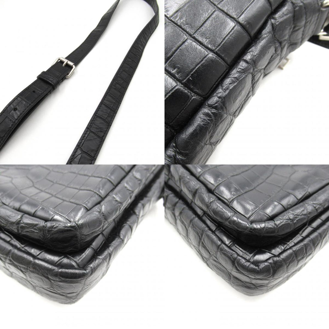 Yves Saint Laurent Embossed Leather Shoulder Bag