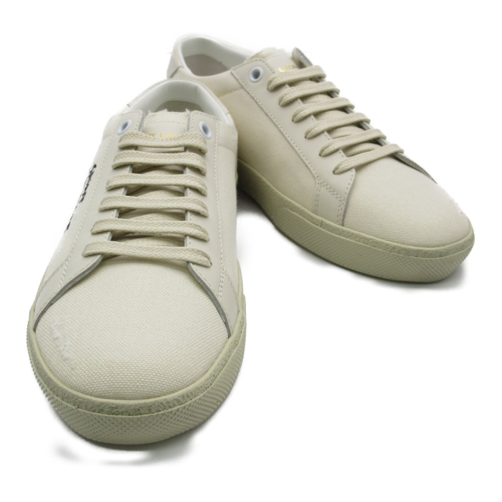 Saint Laurent Cotton Leather Sneakers White