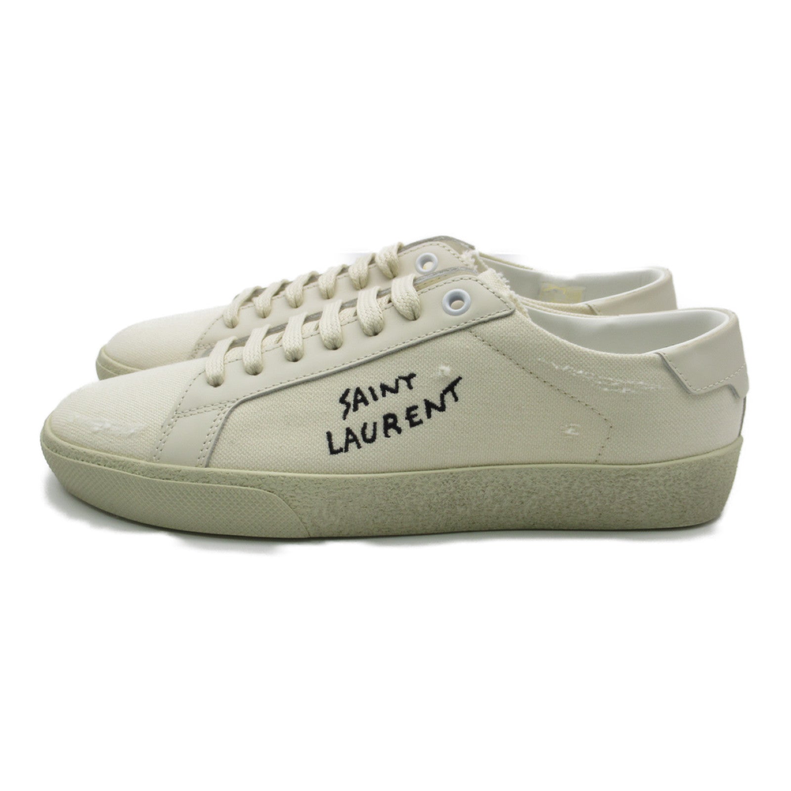 Saint Laurent Cotton Leather Sneakers White