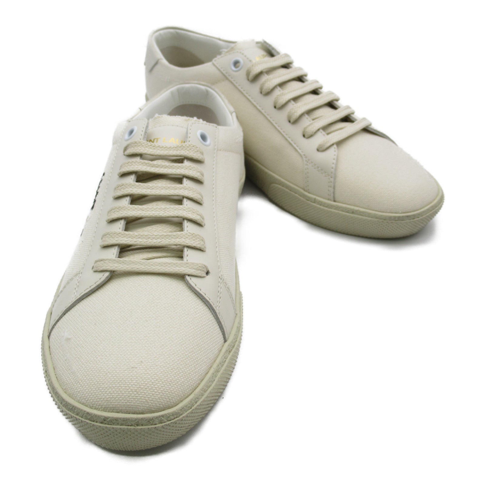 Saint Laurent Cotton Leather Sneakers White