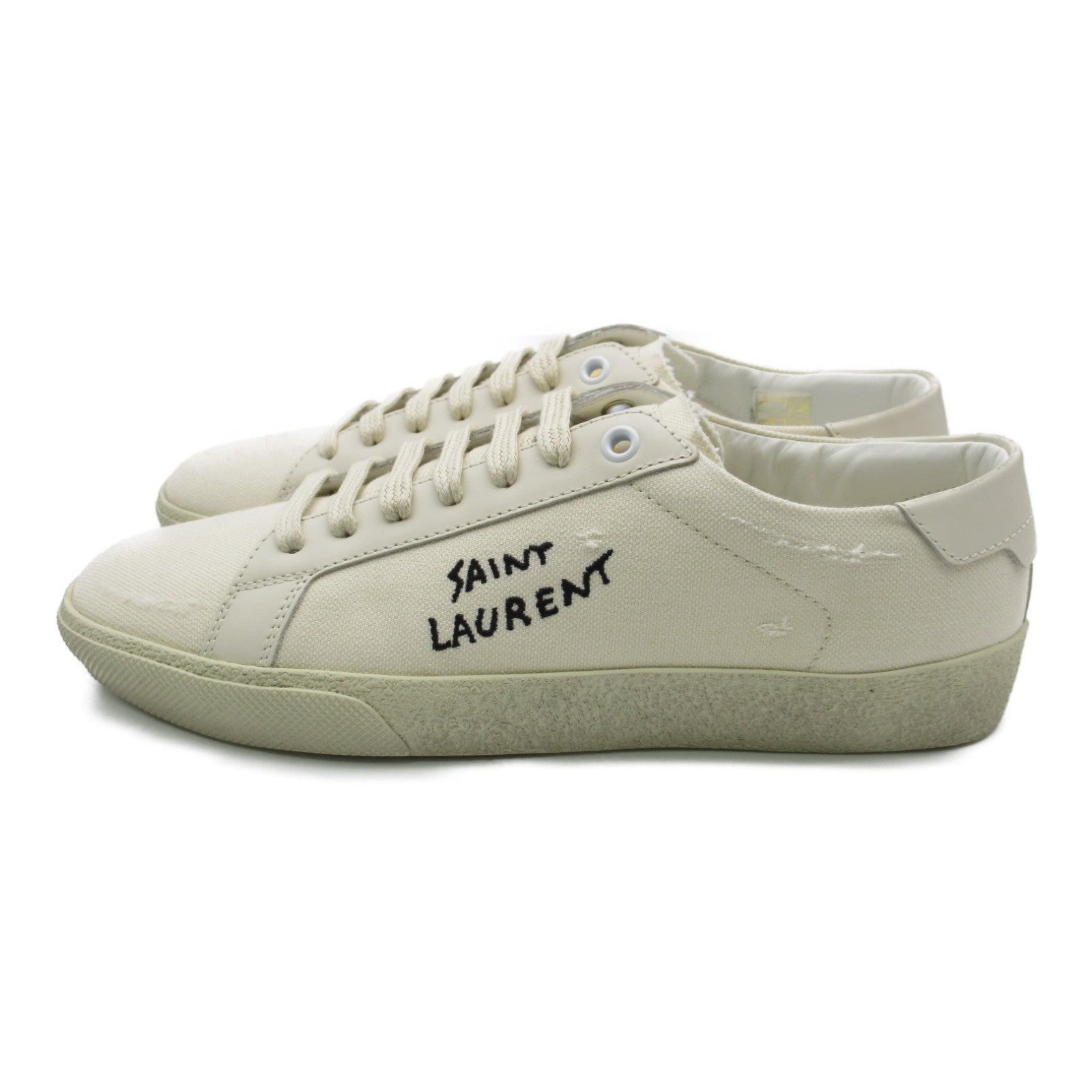 Saint Laurent Cotton Leather Sneakers White