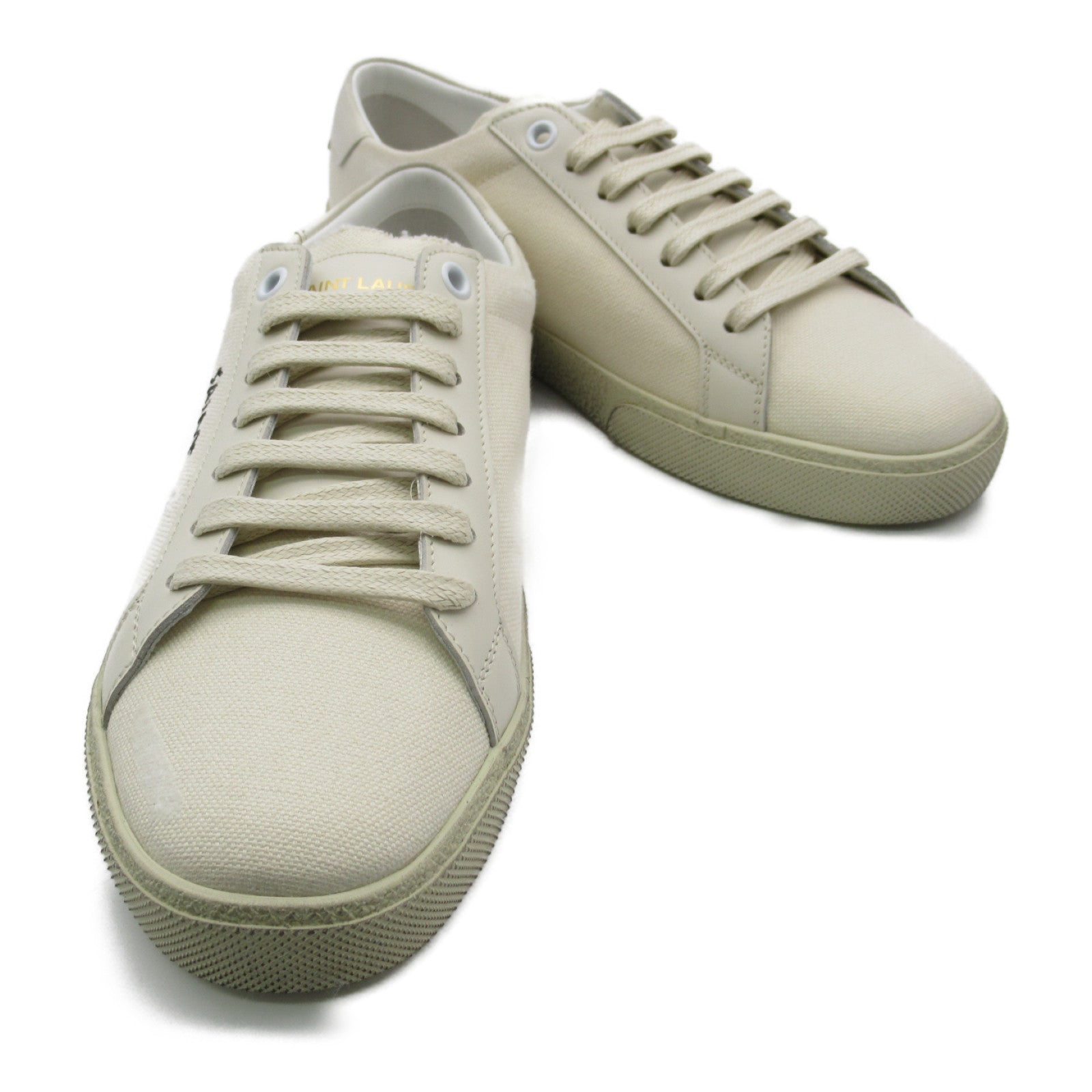 Saint Laurent Cotton Leather Sneakers White