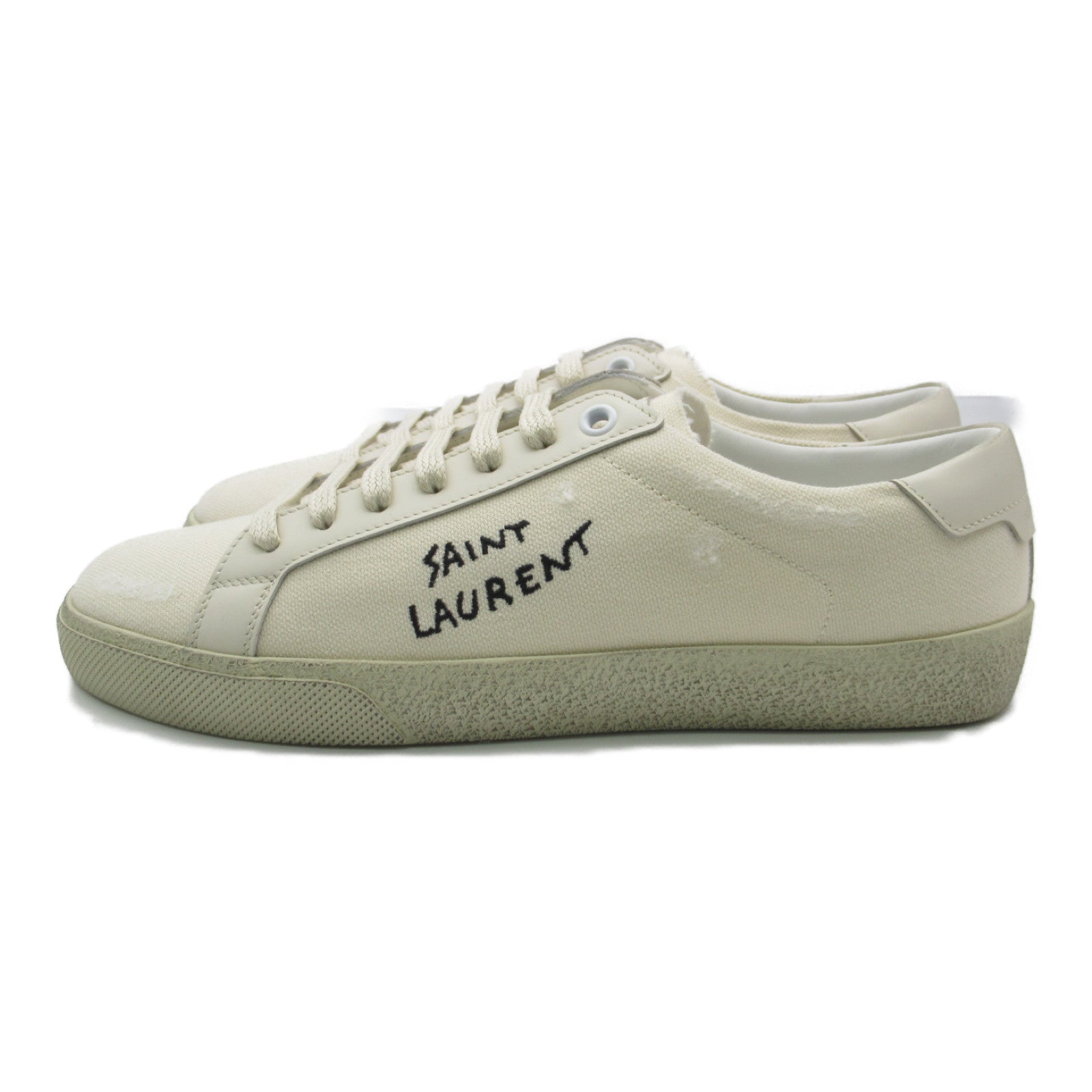 Saint Laurent Cotton Leather Rubber Sneakers