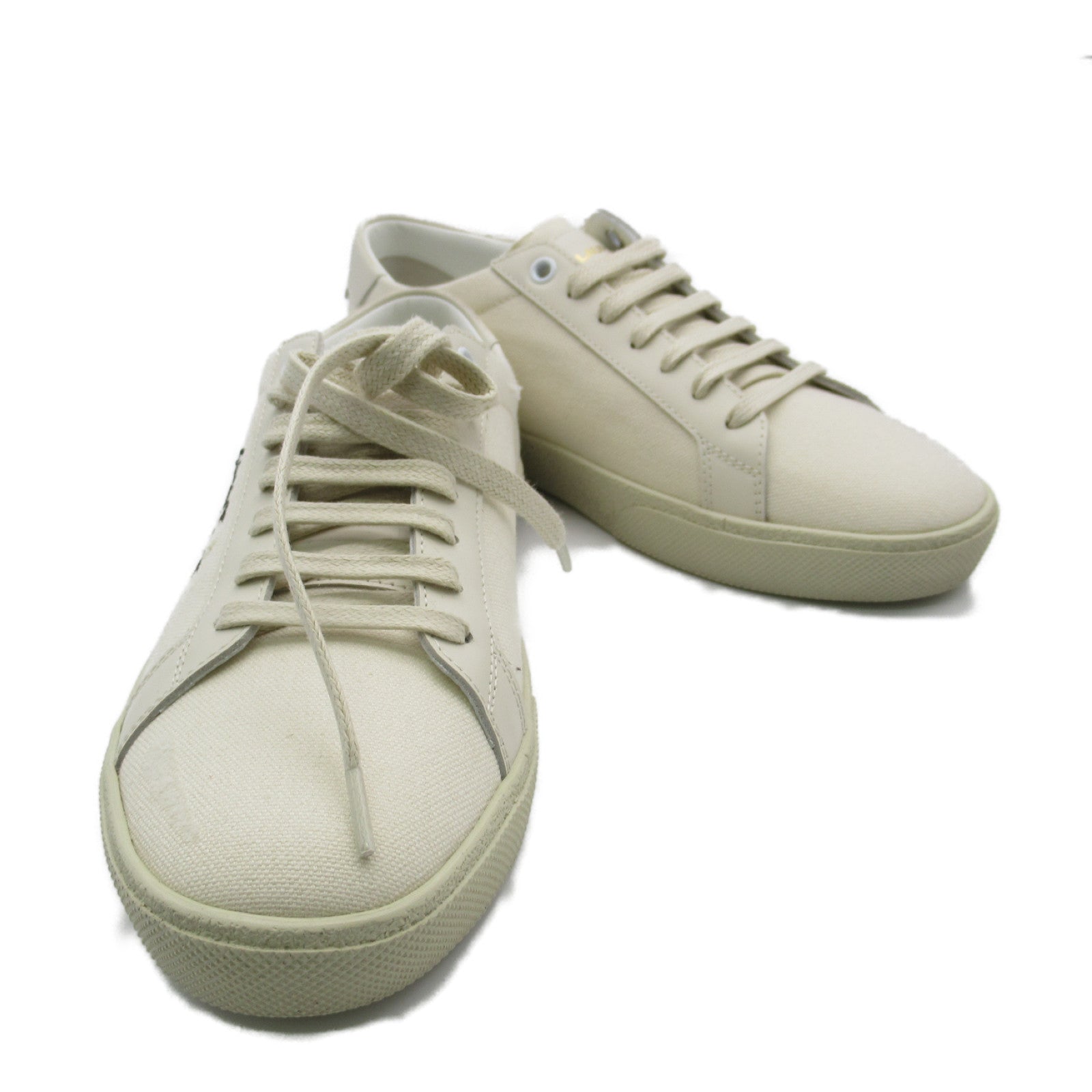 Saint Laurent Cotton Leather Sneakers White