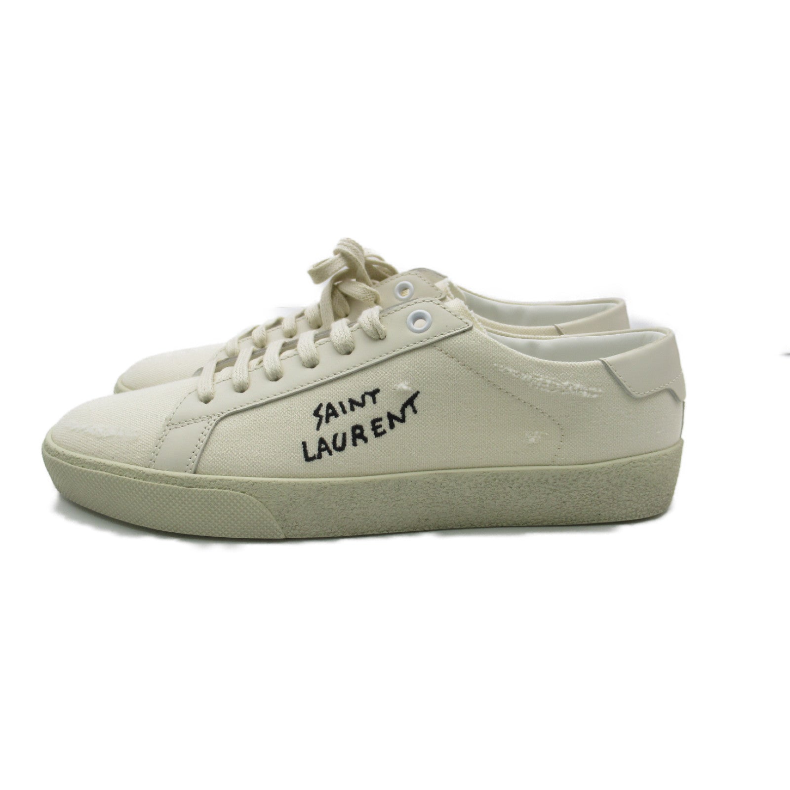 Saint Laurent Cotton Leather Sneakers White